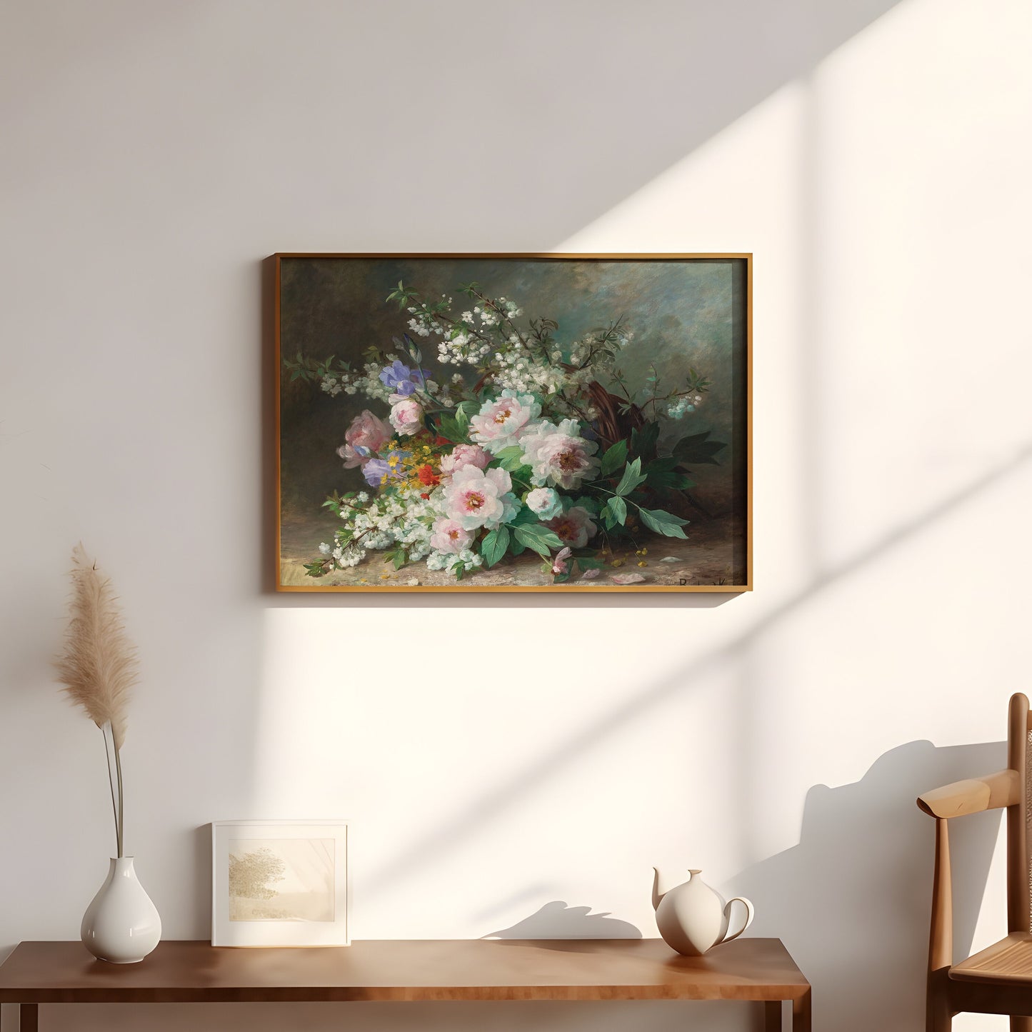 Flowers Still-life, Marthe Élisabeth Barbaud-Koch, original antique painting, oil vintage, Printable art instant download, SKU 245MEBK