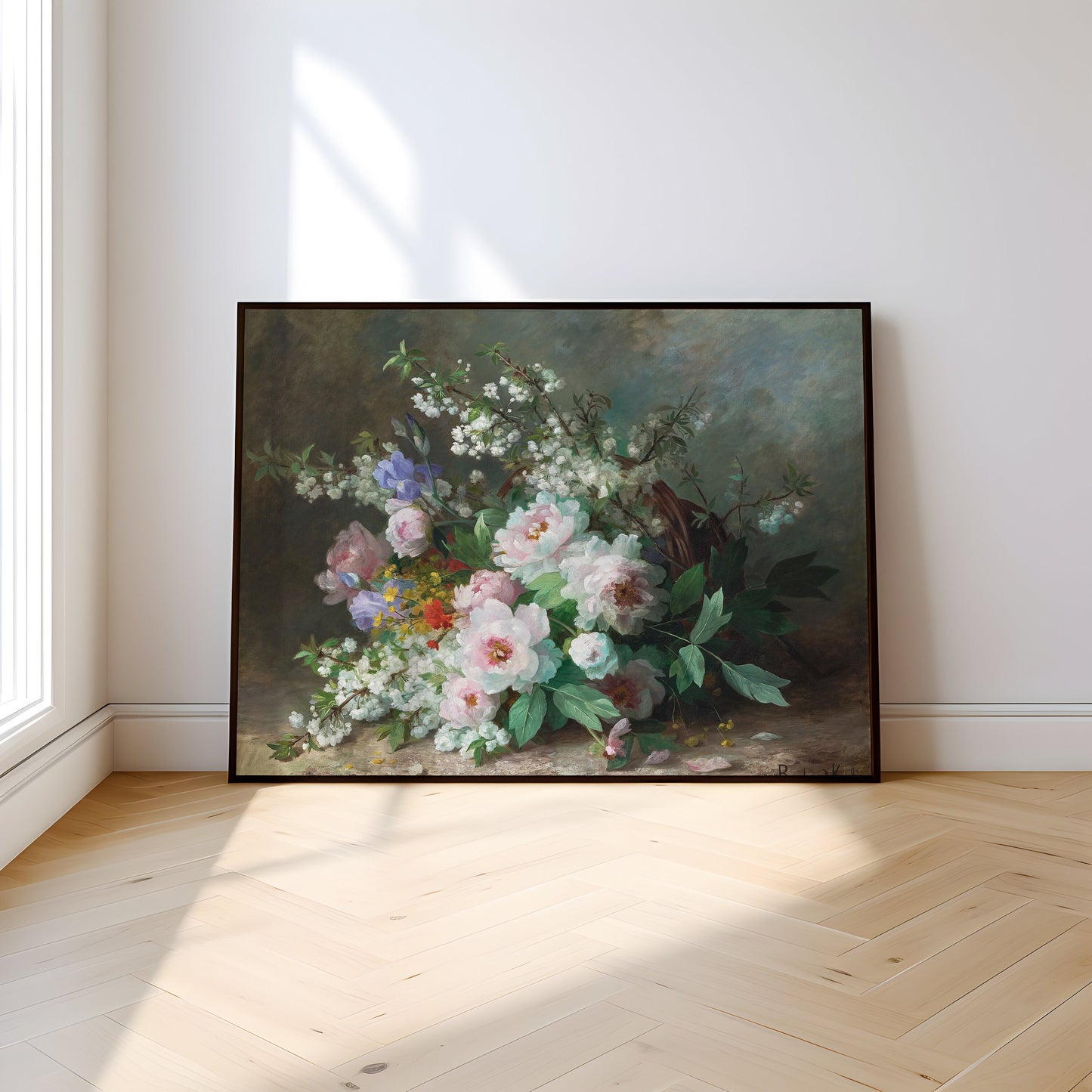 Flowers Still-life, Marthe Élisabeth Barbaud-Koch, original antique painting, oil vintage, Printable art instant download, SKU 245MEBK
