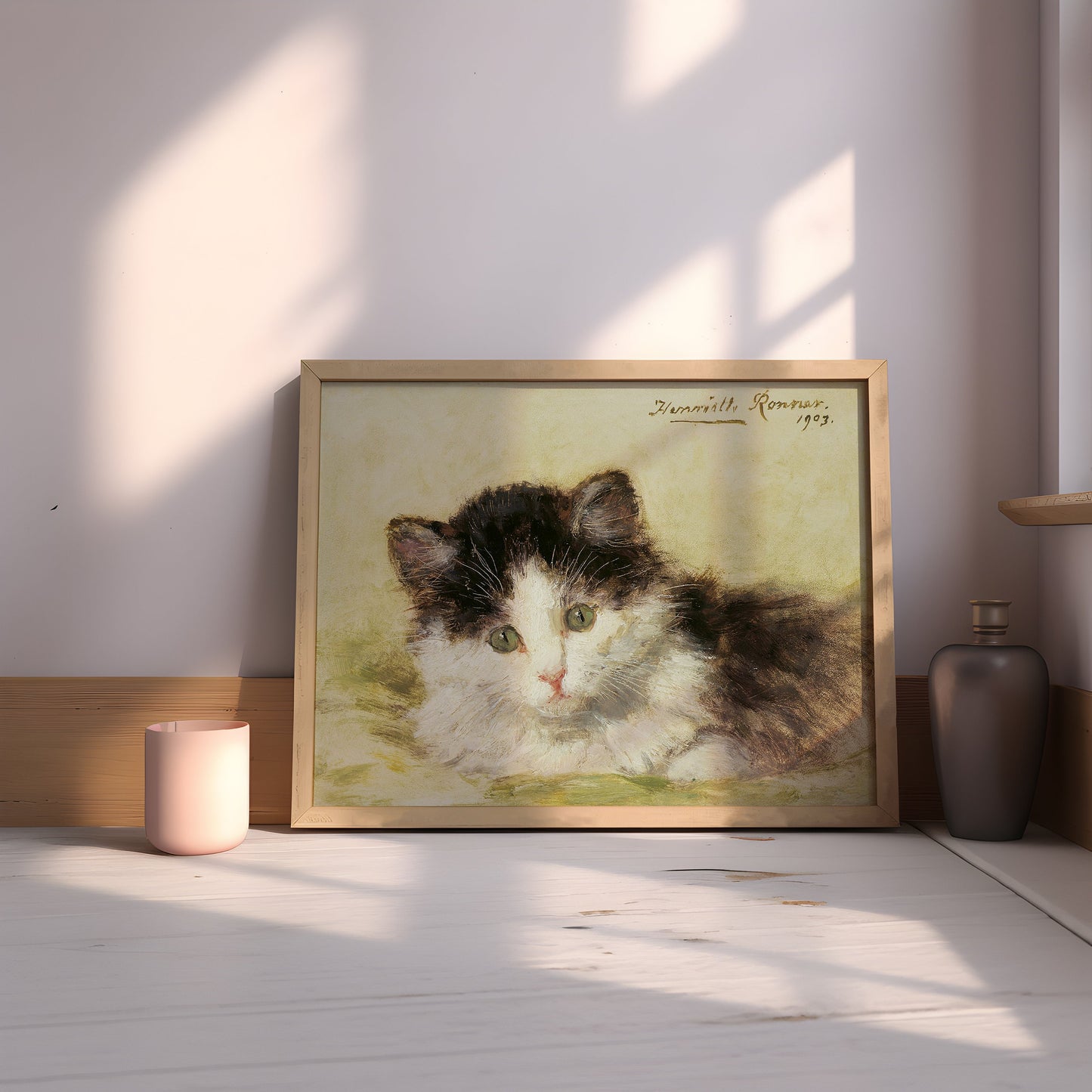 Henriette Ronner-Knip - Kitten, oil, cute antique painting vintage, animal lover gift, Printable art instant download, SKU 248HRK