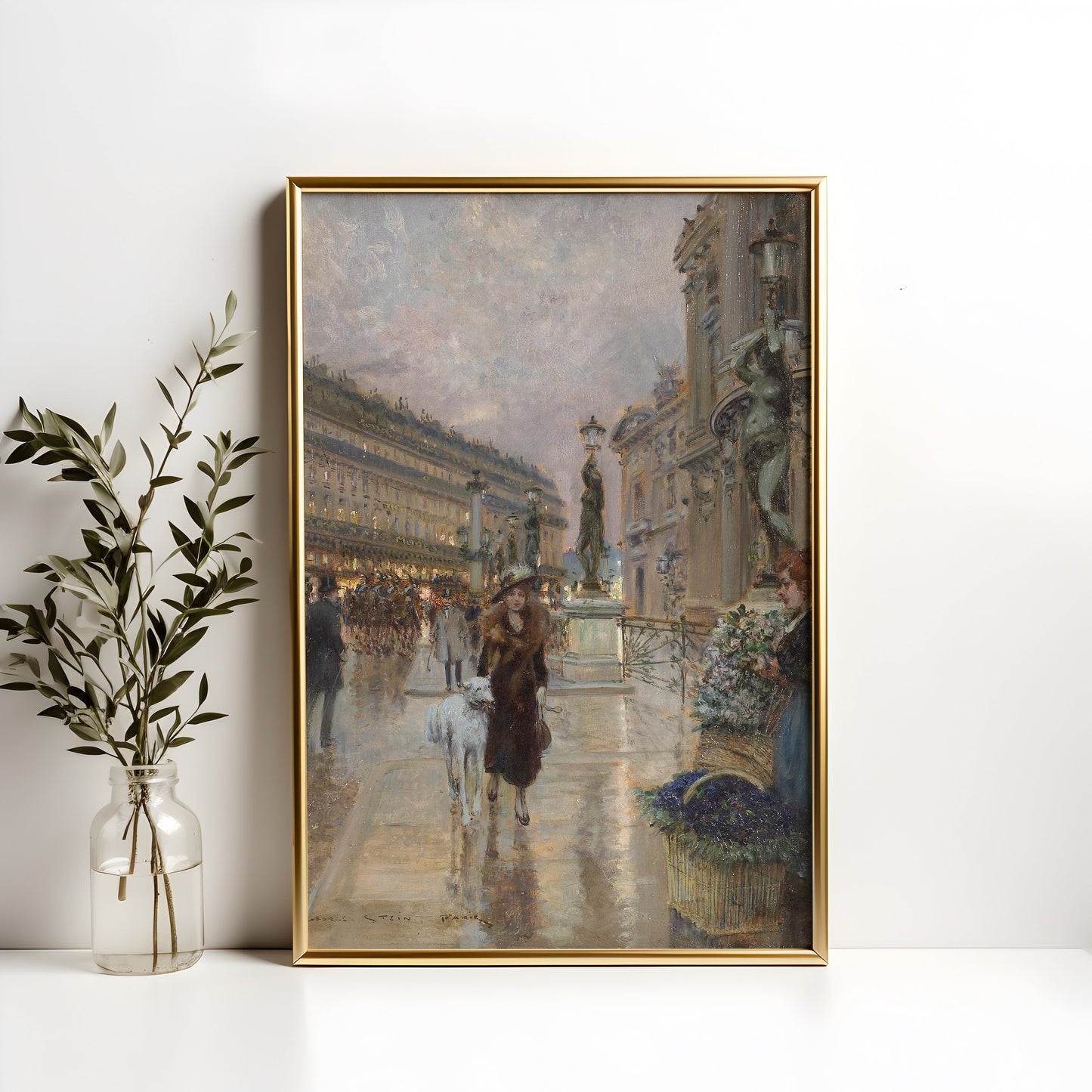 French Impressionism, Georges Stein, Paris, original antique painting, oil, vintage, Printable art instant download, SKU 175GS