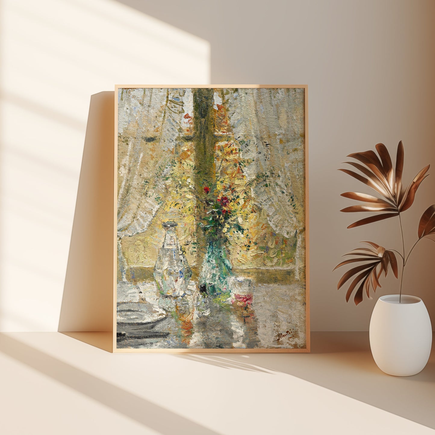 Still Life Window - Pierre Eugene Montezin, Impressionism, antique painting, oil vintage, Printable art instant download, SKU 187PEM