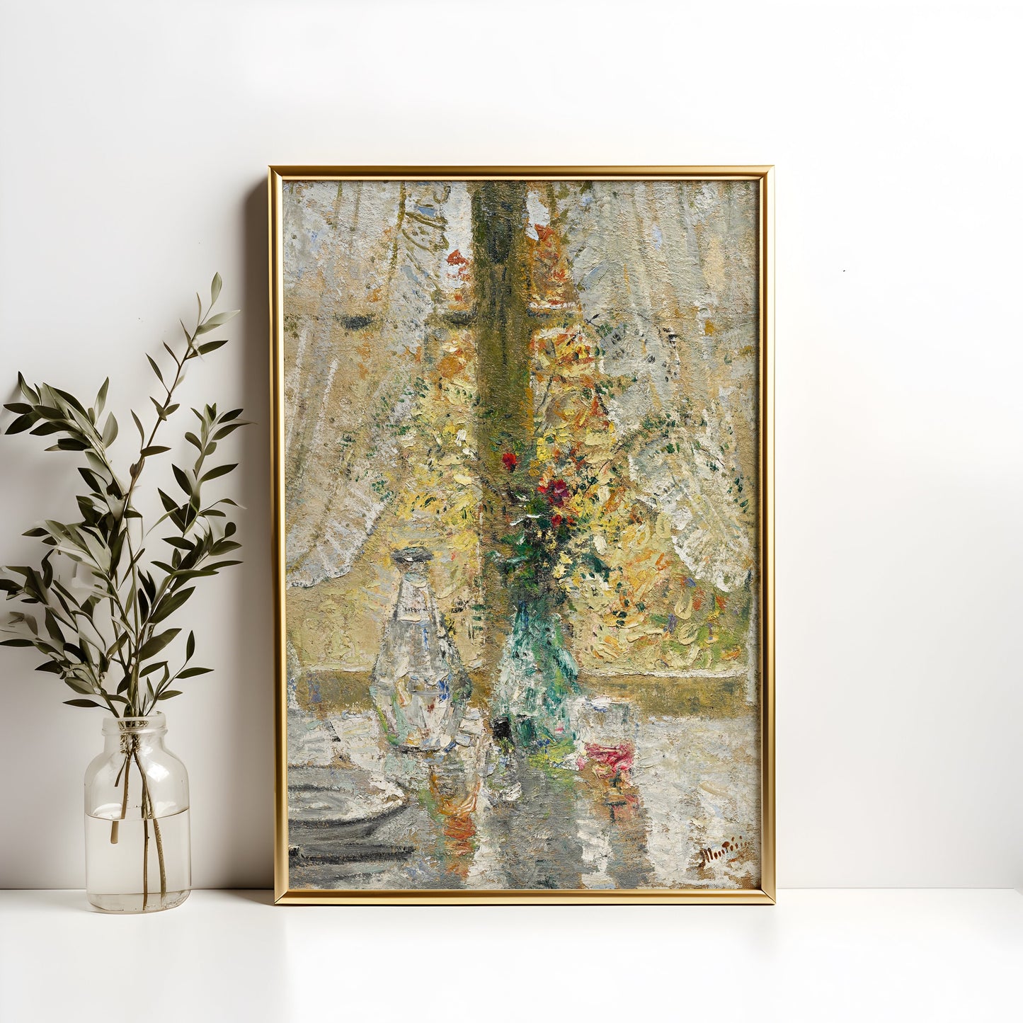 Still Life Window - Pierre Eugene Montezin, Impressionism, antique painting, oil vintage, Printable art instant download, SKU 187PEM