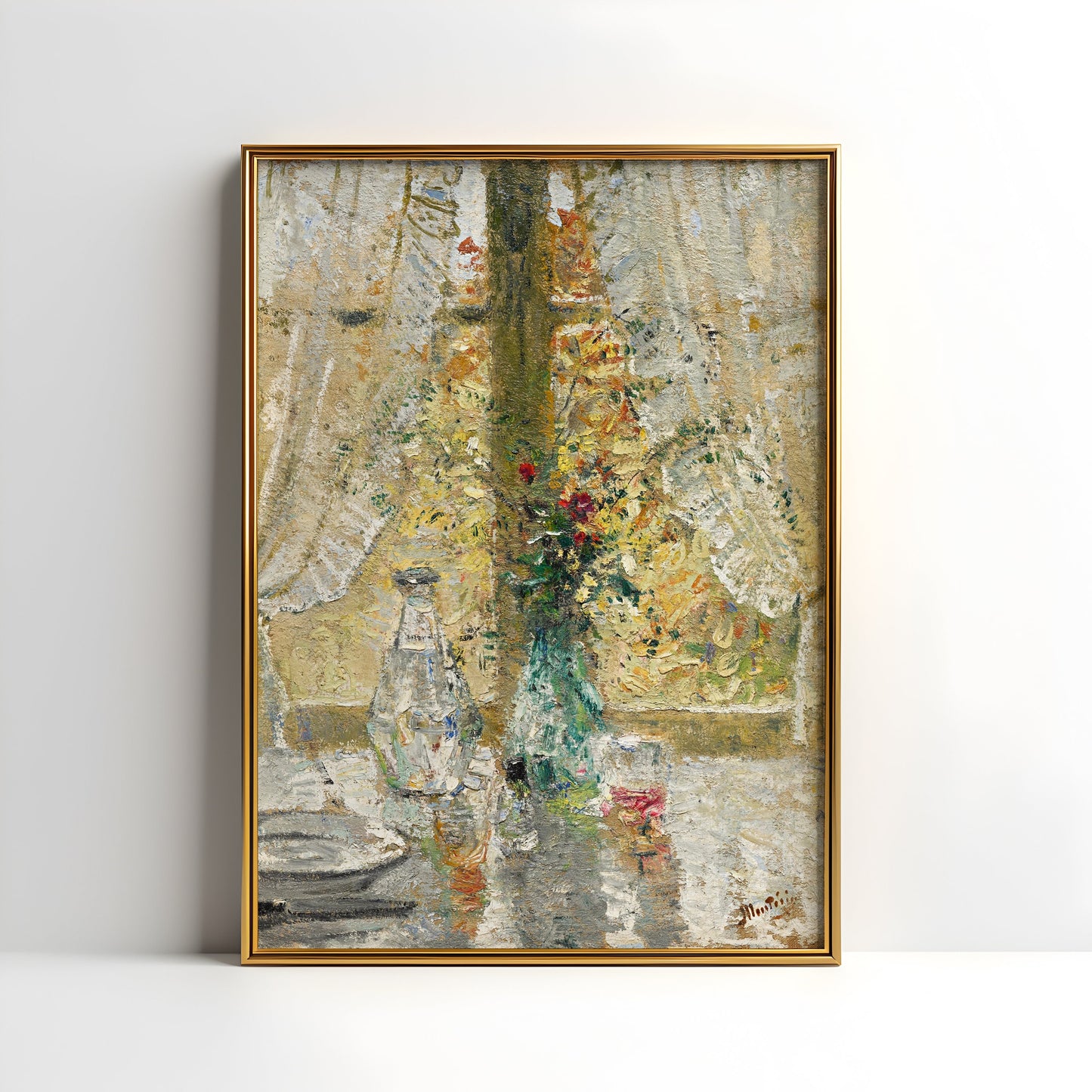 Still Life Window - Pierre Eugene Montezin, Impressionism, antique painting, oil vintage, Printable art instant download, SKU 187PEM