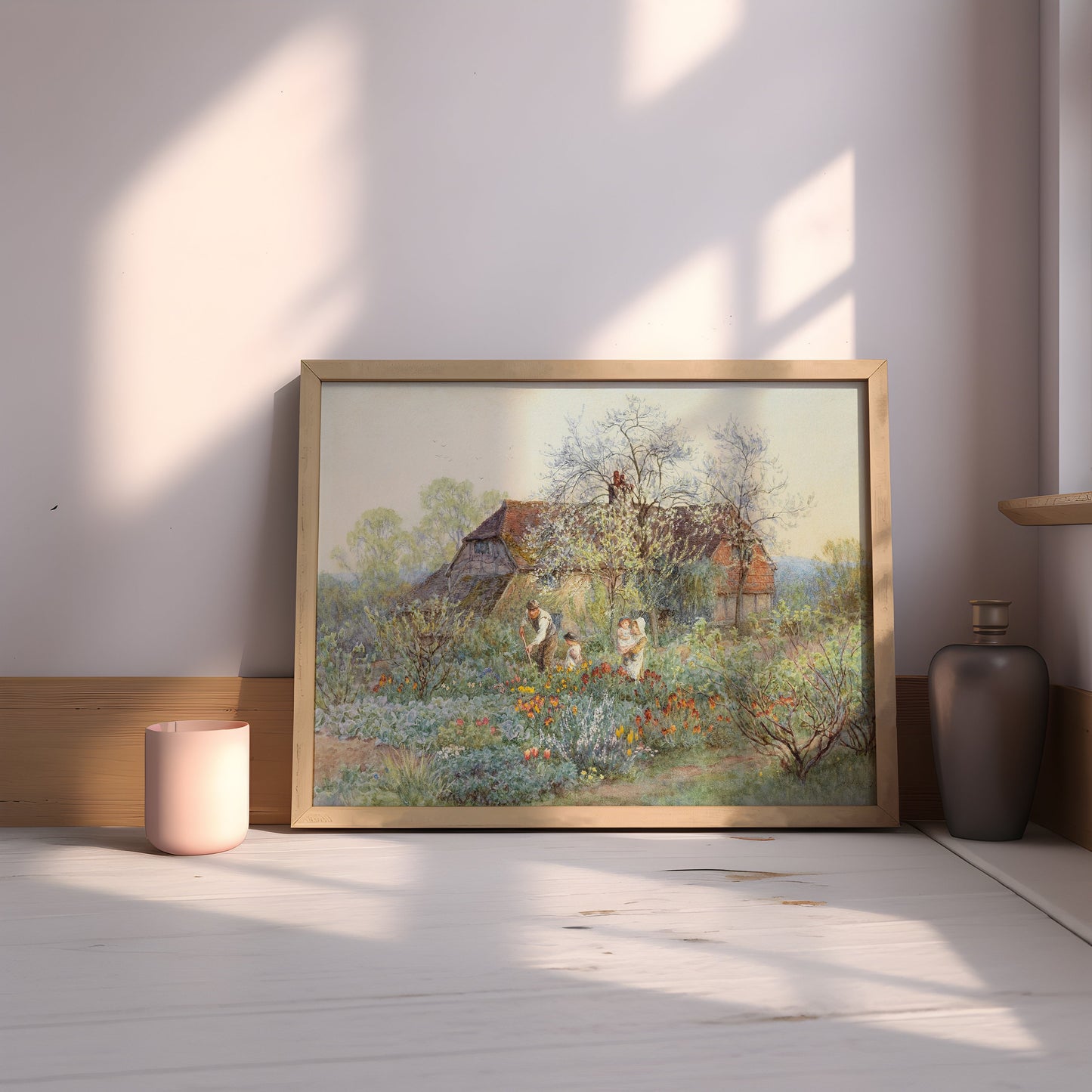 Allingham Helen - cottage garden , watercolour original antique painting , vintage Printable art instant download , SKU 213AH