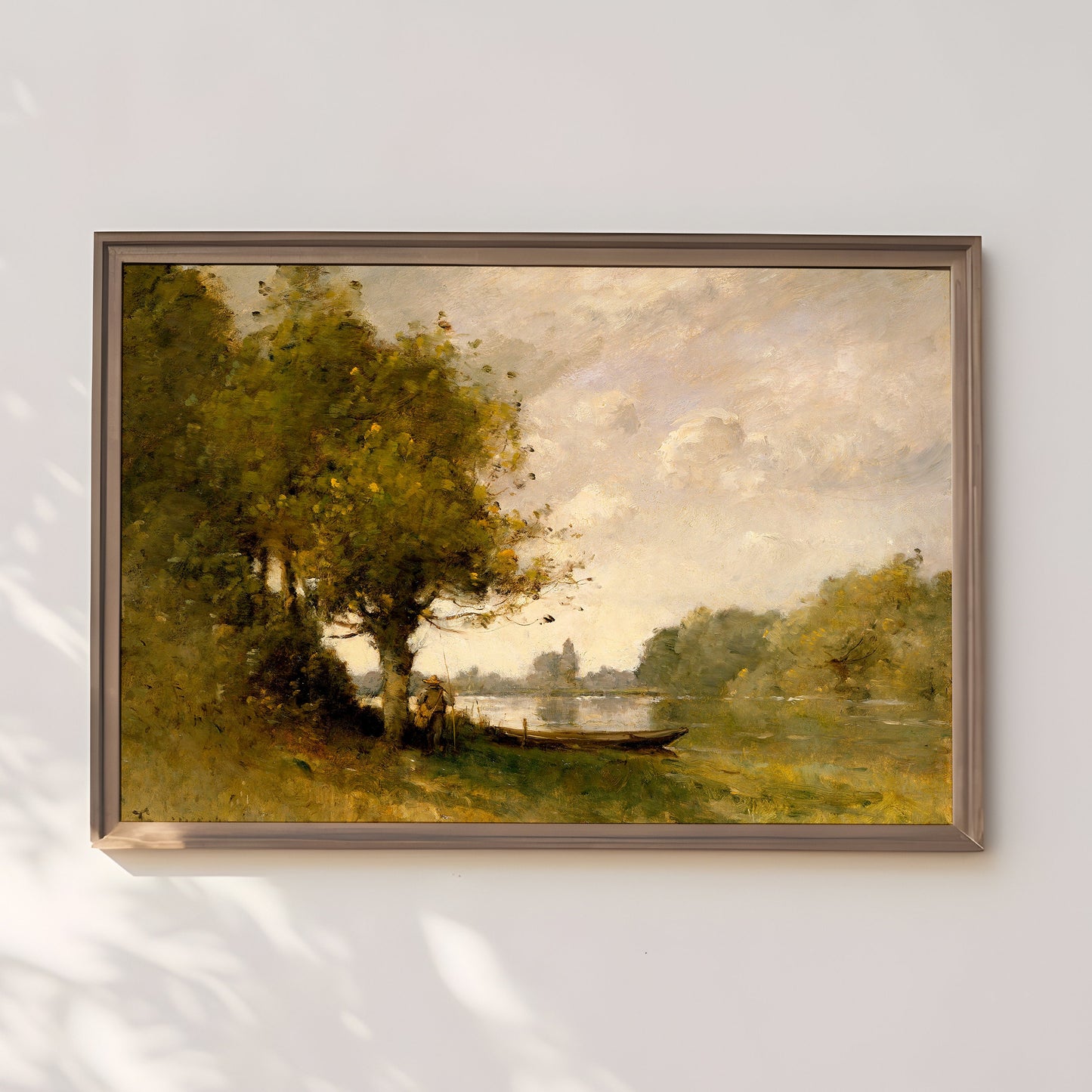 Landscape, Paul-Desire Trouillebert - A pond near, original antique painting oil, vintage, Printable art instant download, SKU K_PDT.12