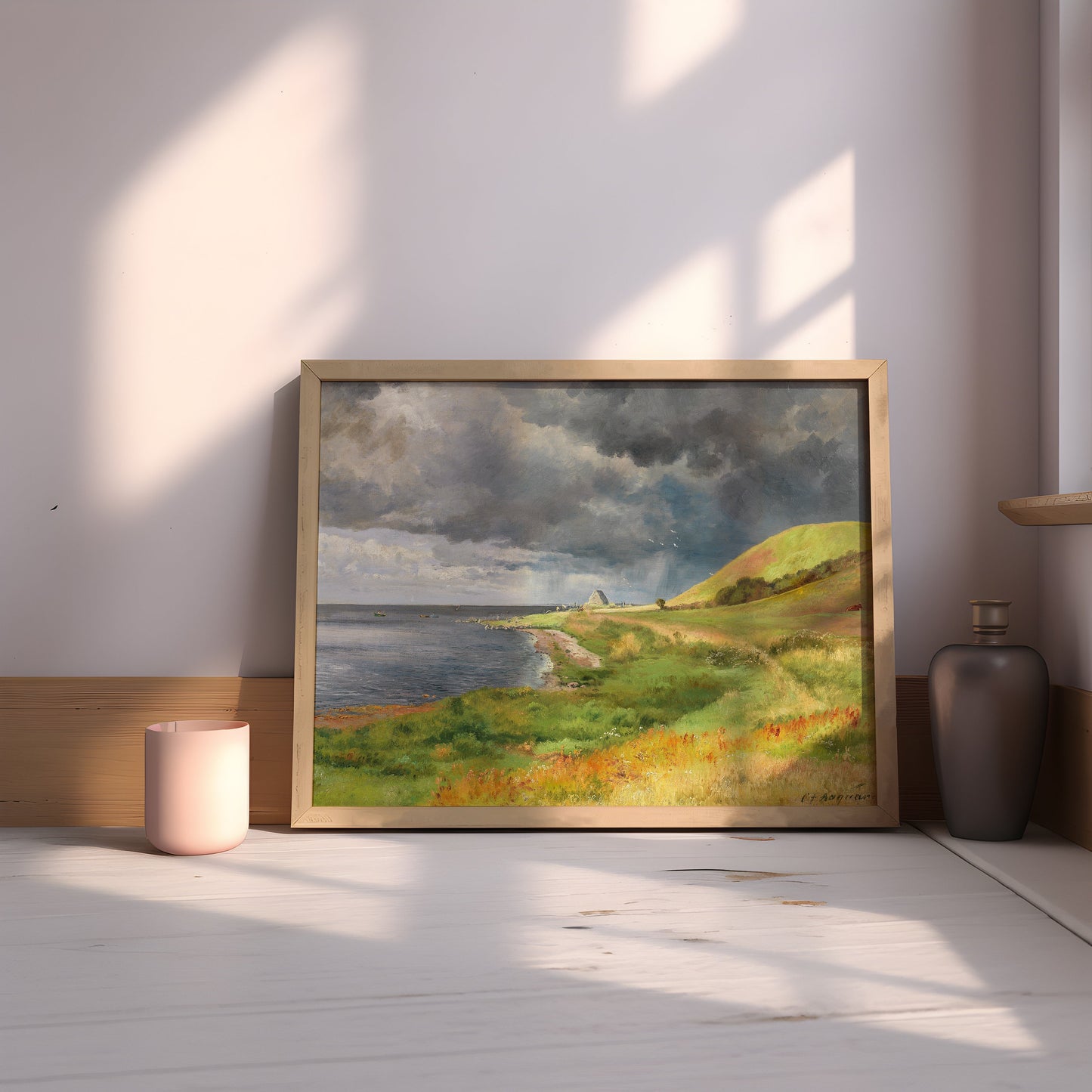 Carl Frederik Aagaard - Danish Coastal Landscape , original antique painting , oil vintage Printable art instant download , SKU 234CFA