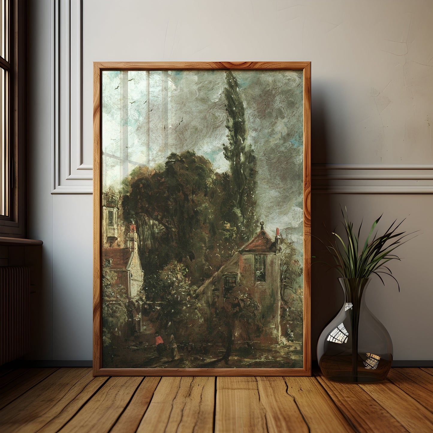 Rustic landscape, John Constable, Scenery original antique painting, oil, vintage, Printable art instant download, SKU K-JK77