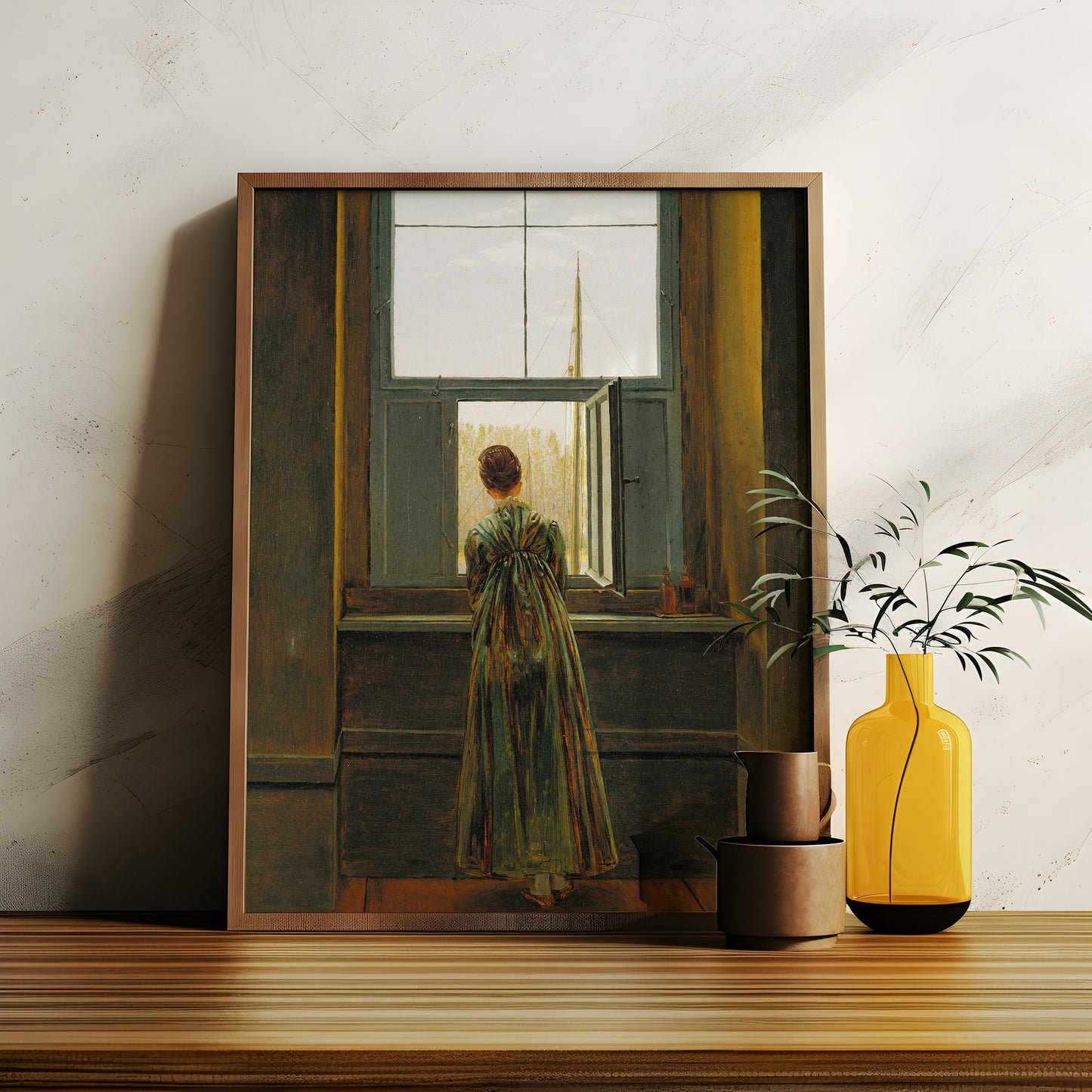Caspar David Friedrich - Woman at Window , oil original antique figure painting , vintage Printable art instant download , SKU K-CDF78