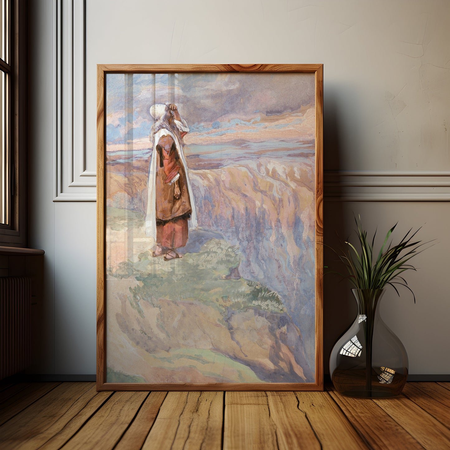James Tissot - Moses Sees Promised Land , watercolour original antique figure painting , vintage Printable art instant download , SKU K-JT95