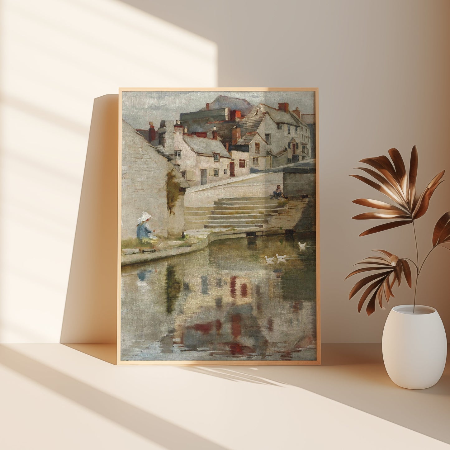 Blandford Fletcher, Old Mill Pond, original antique painting, oil, vintage, Printable art of high resolution instant download, SKU K-BF124