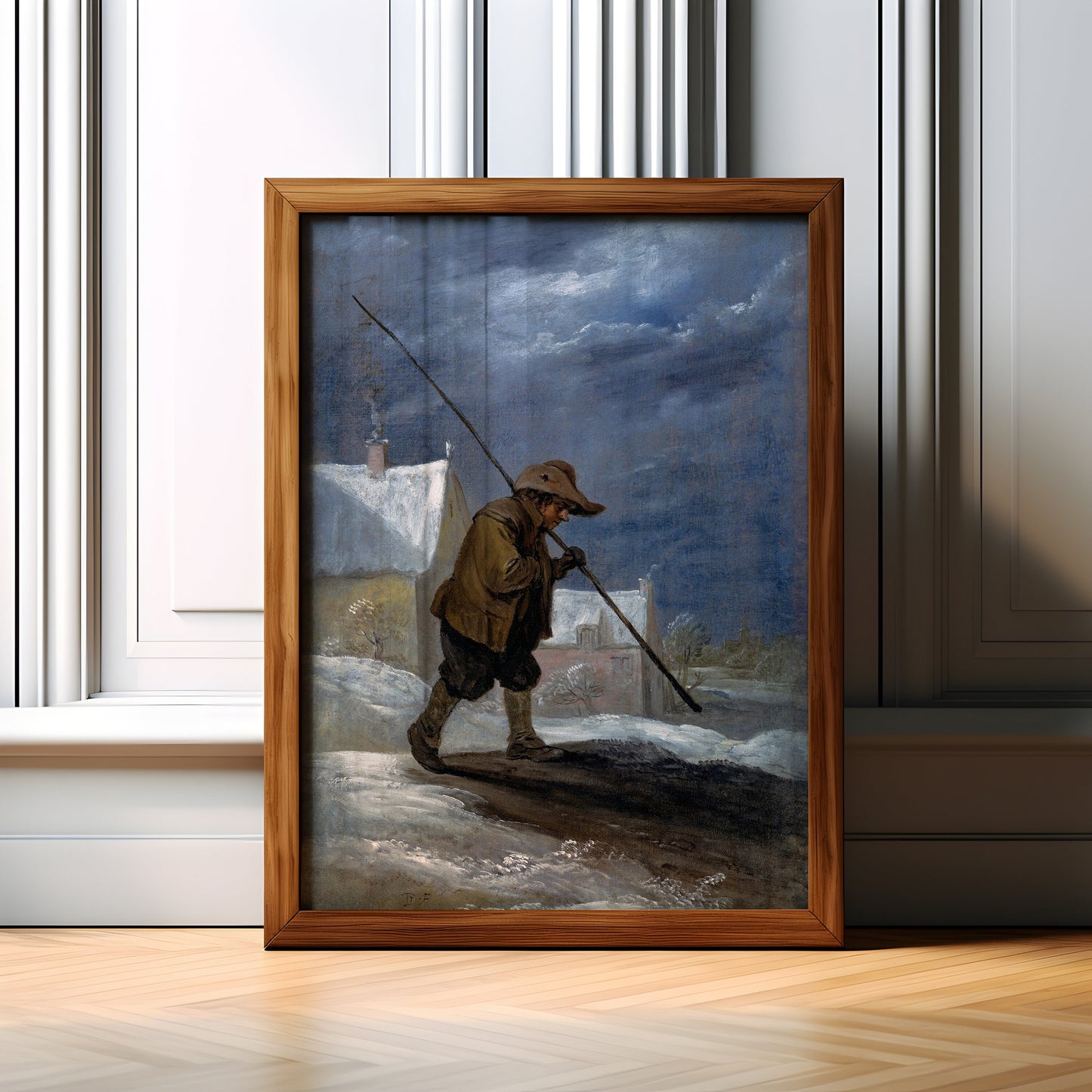 Dutch painting David Teniers - Chimney Sweeper , Winter original antique figure art , oil vintage Printable instant download , SKU K-DTY55