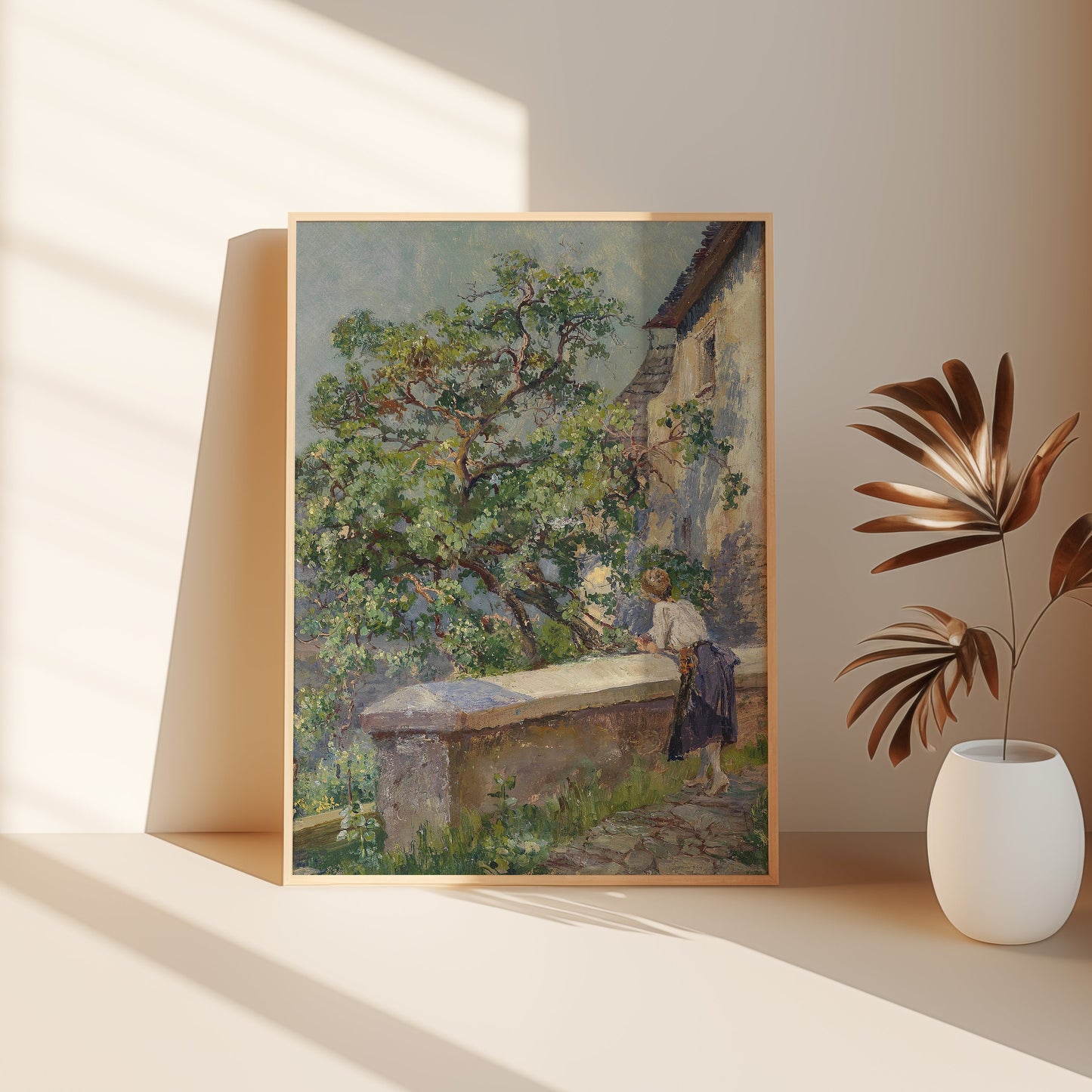 Rustic landscape, Hugo Charlemont, Scenery original antique painting, oil, vintage, Printable art instant download, SKU K-HC74