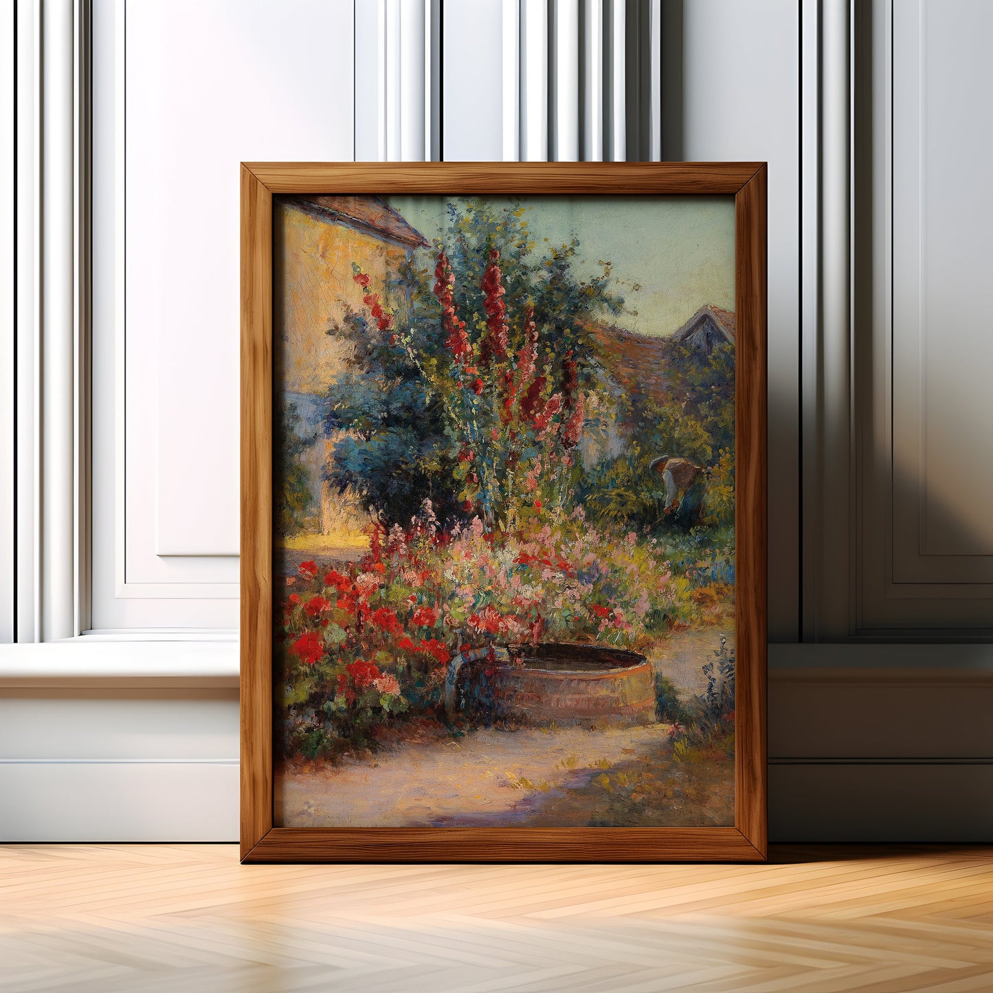 Rustic Scenery, Hugo Charlemont Garten in Brioni, original antique painting, oil vintage, Printable art instant download, SKU K-HC75