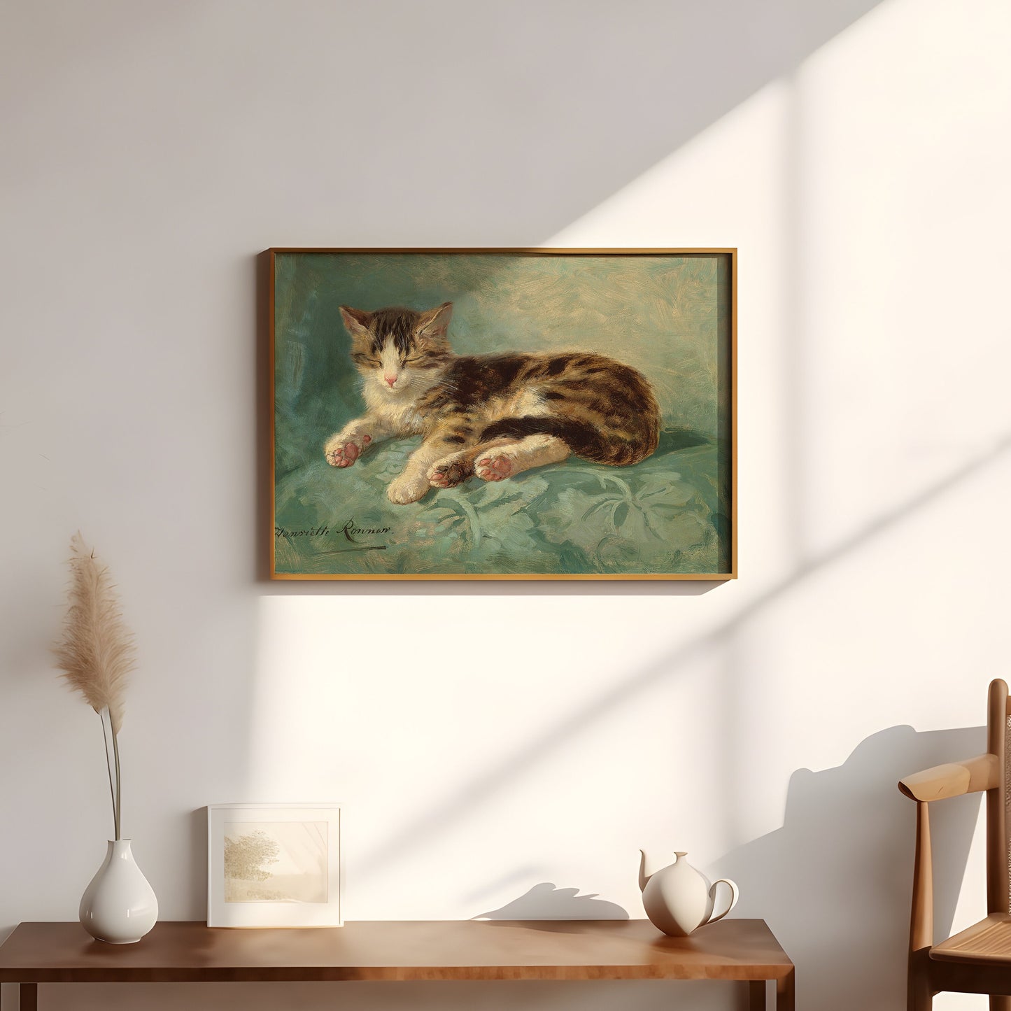 Henriette Ronner-Knip - Cat Nap, oil, cute antique painting vintage, animal lover gift, Printable art instant download, SKU - 251HRK