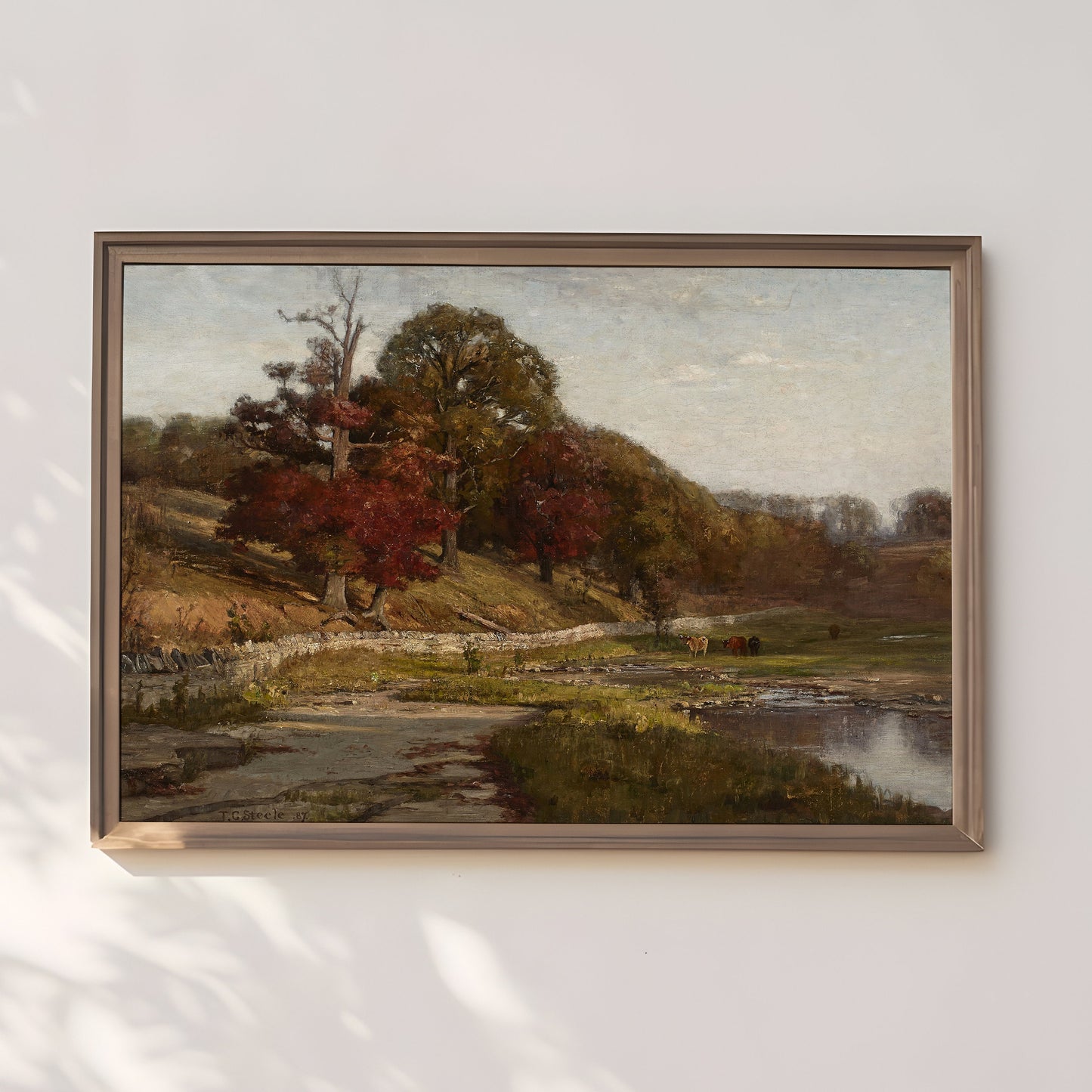 Theodore Clement Steele - Oaks of Vernon , original antique painting , oil vintage Printable art instant download , SKU 262TCS