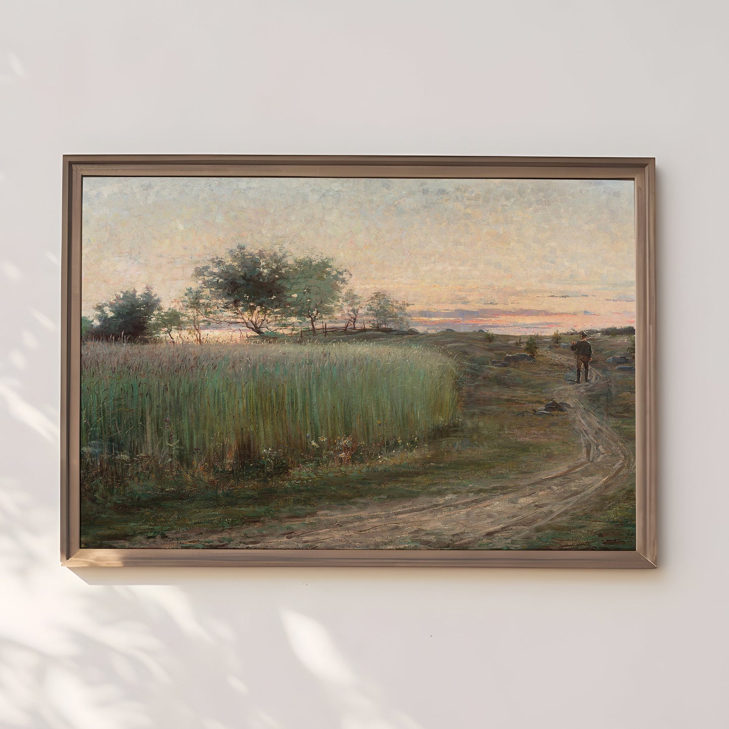Rustic Landscape, Hilma af Klint, Sunset field, original antique painting, oil, vintage, Printable art instant download, SKU 236HK
