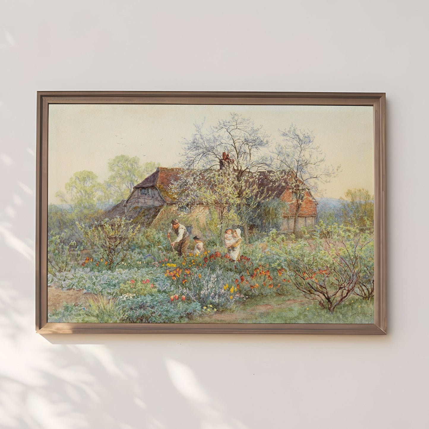 Allingham Helen - cottage garden , watercolour original antique painting , vintage Printable art instant download , SKU 213AH