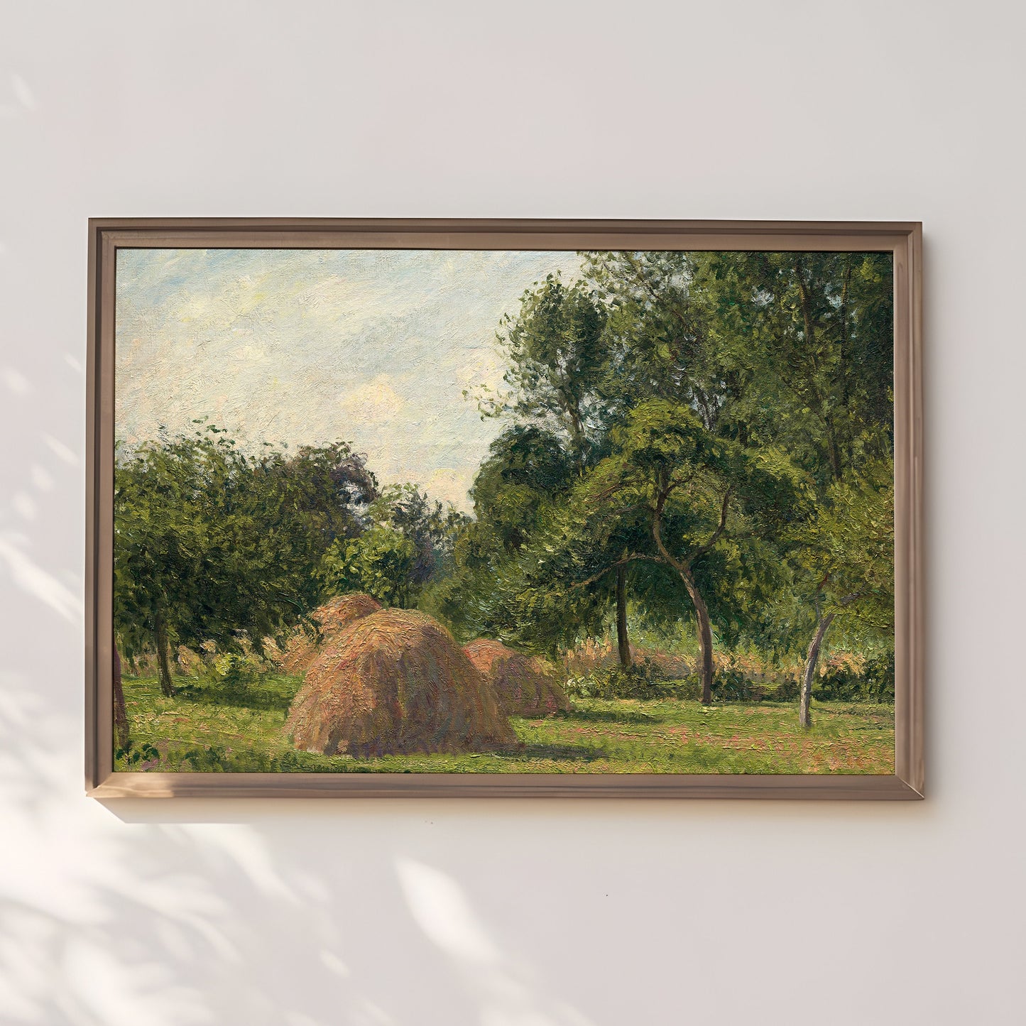 Camille Pissarro, Haystacks, Impressionism, original antique painting, oil, vintage, Printable art instant download, SKU K_CP.4