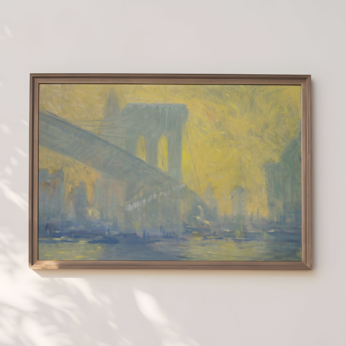 Arthur Clifton Goodwin - Brooklyn Bridge NYC, original antique painting, oil, vintage, Printable art instant download, SKU 164-ACG
