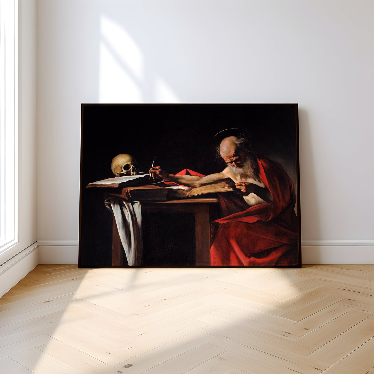 Saint Jerome - Caravaggio, original antique oil painting vintage, Printable art instant download, SKU 272C