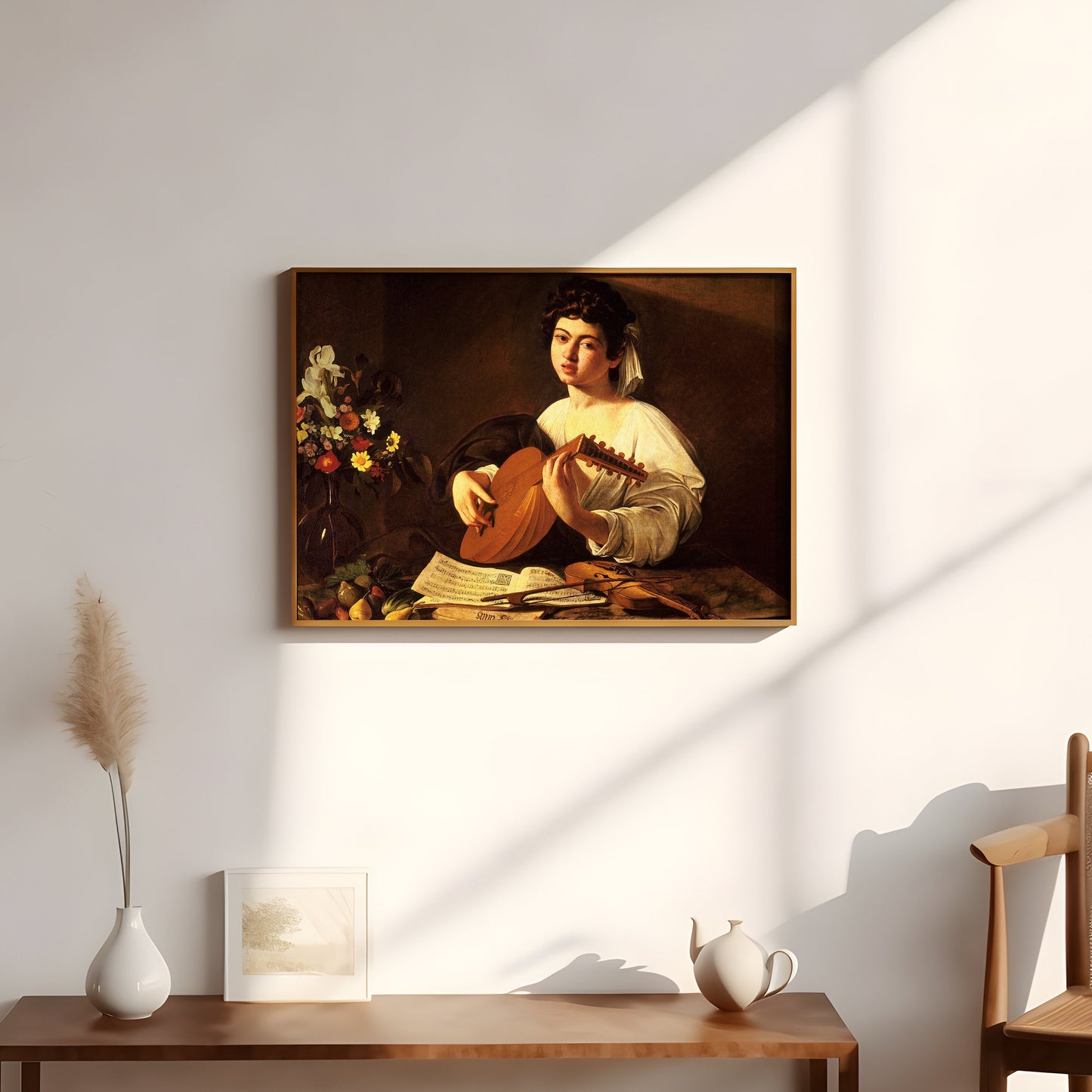 Lute Player - Caravaggio , original antique oil figure painting , vintage Printable art instant download , SKU 273C
