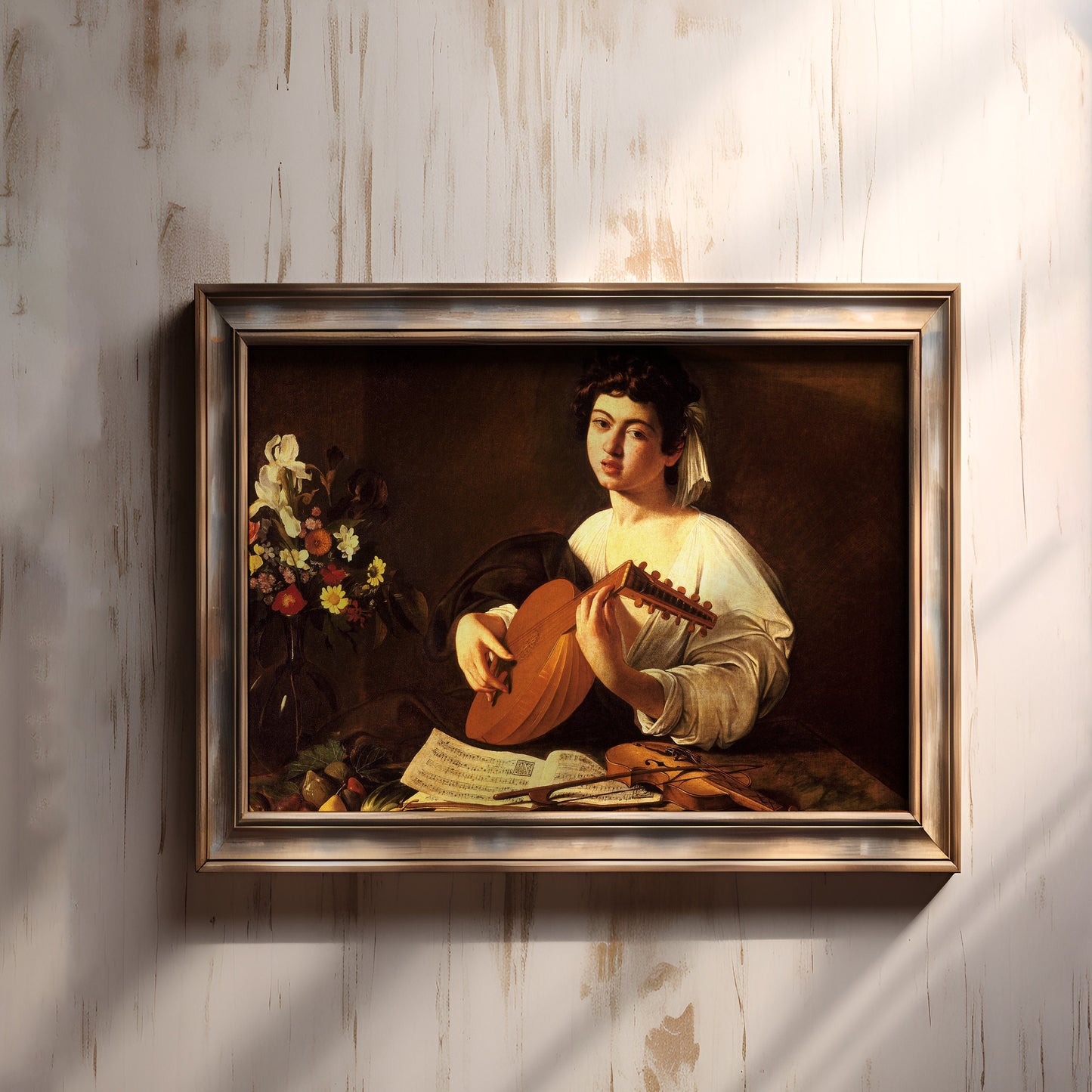 Lute Player - Caravaggio , original antique oil figure painting , vintage Printable art instant download , SKU 273C