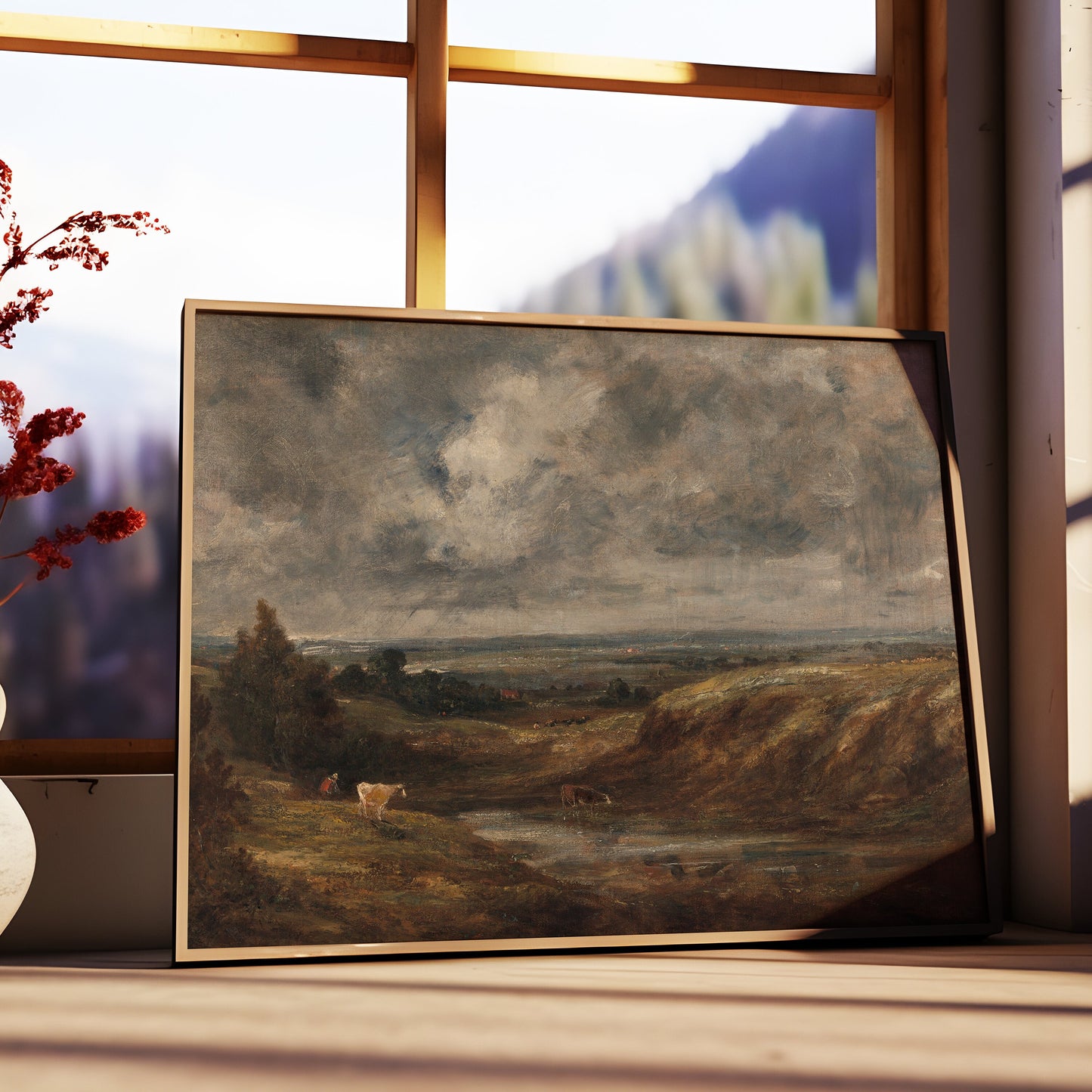 John Constable - Original vintage painting , Rustic Landscape 19th century , antique Printable fine art instant download , SKU 293JC