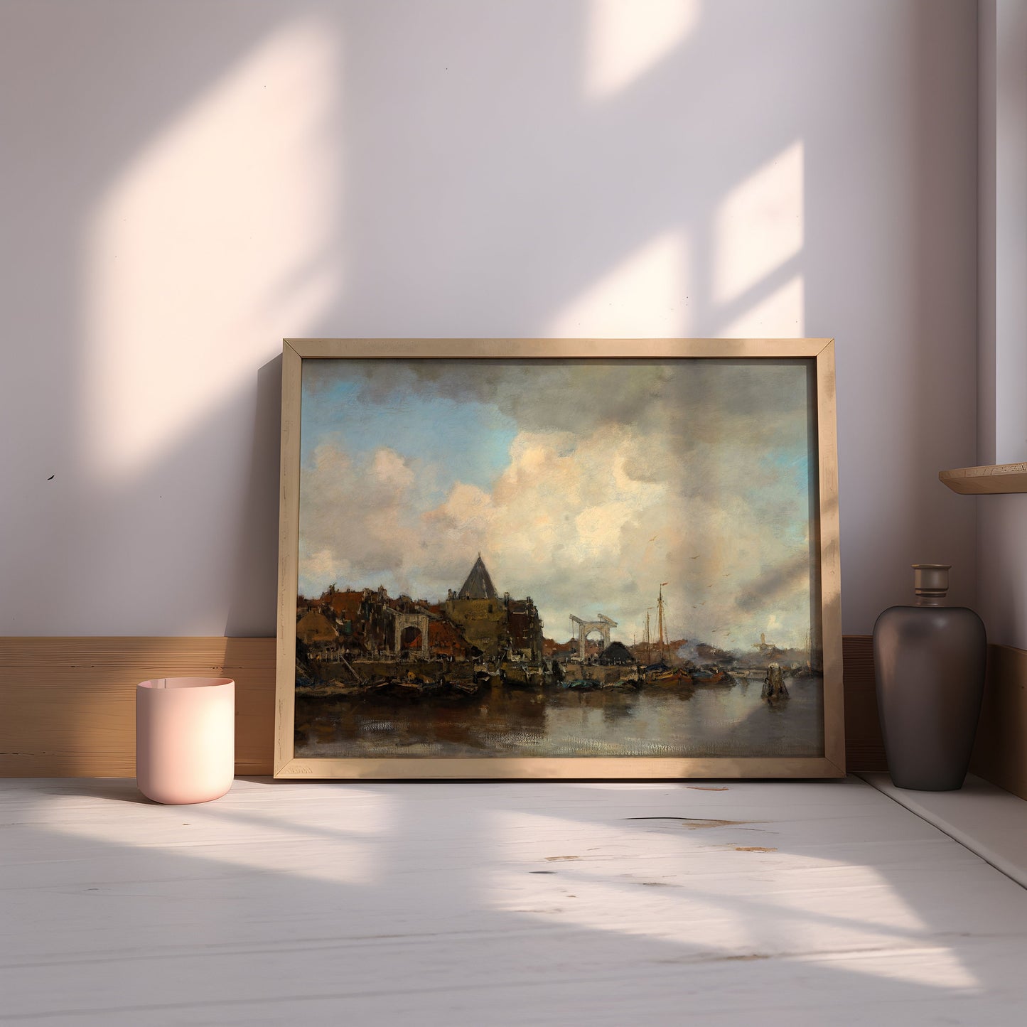River Landscape, Jacob Maris - Boats, Original vintage painting, Printable fine art instant download, SKU 300JW