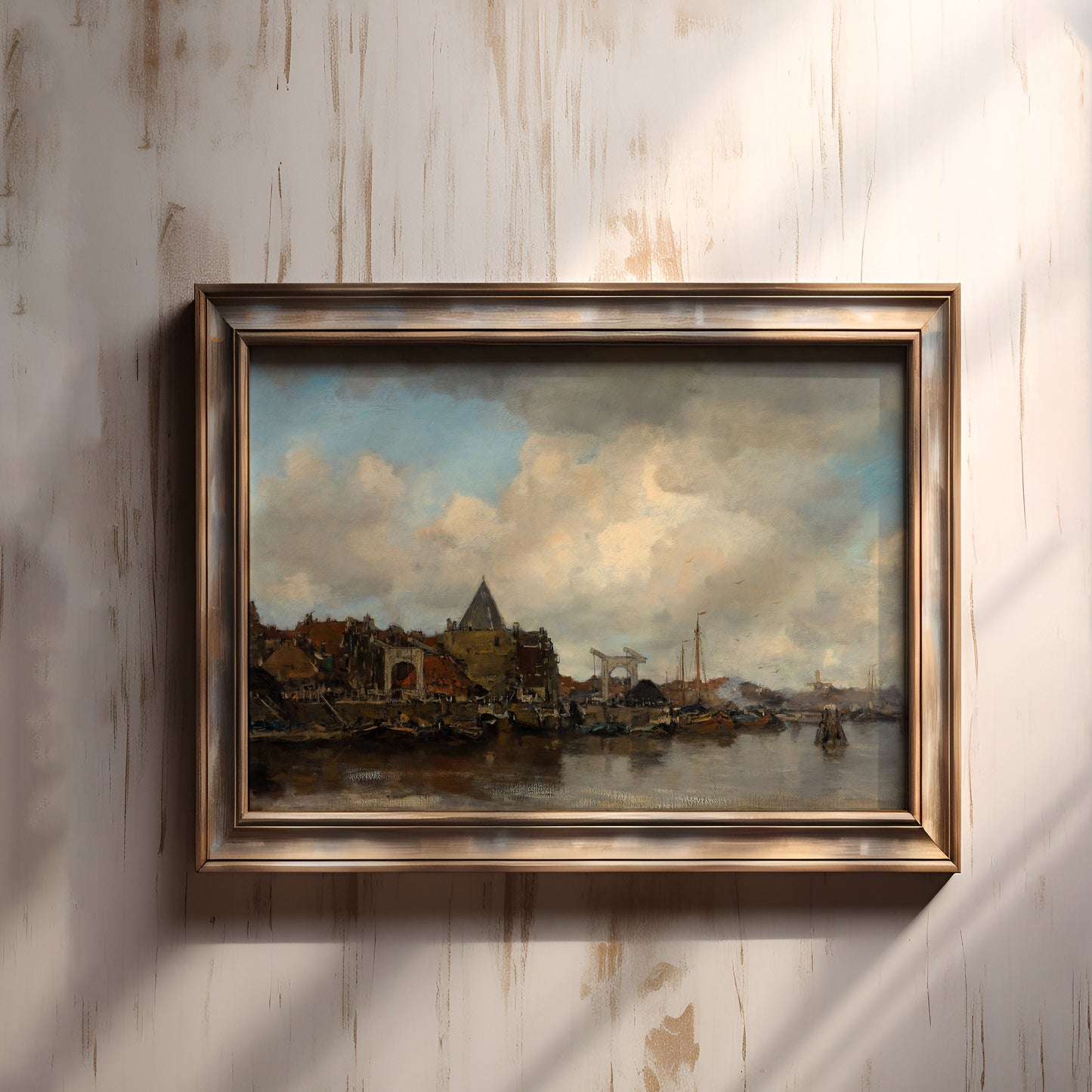 River Landscape, Jacob Maris - Boats, Original vintage painting, Printable fine art instant download, SKU 300JW