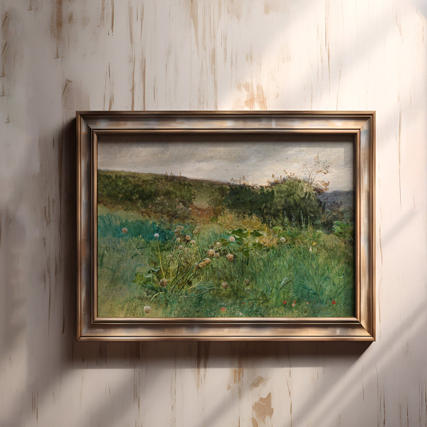 Rustic Landscape , Eugen Jettel - Meadow , Original vintage painting , antique Printable fine art instant download , SKU 304EJ