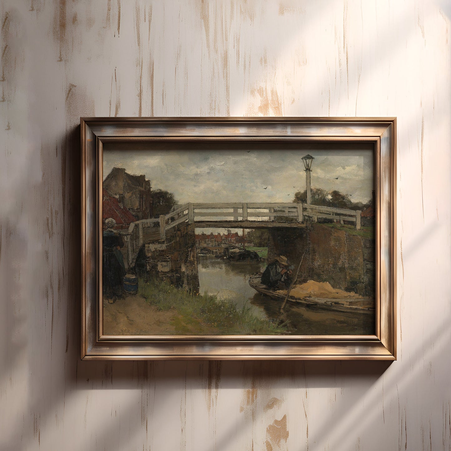 Bridge - Jacob Maris, Original vintage painting, Printable fine art instant download, SKU 308JM