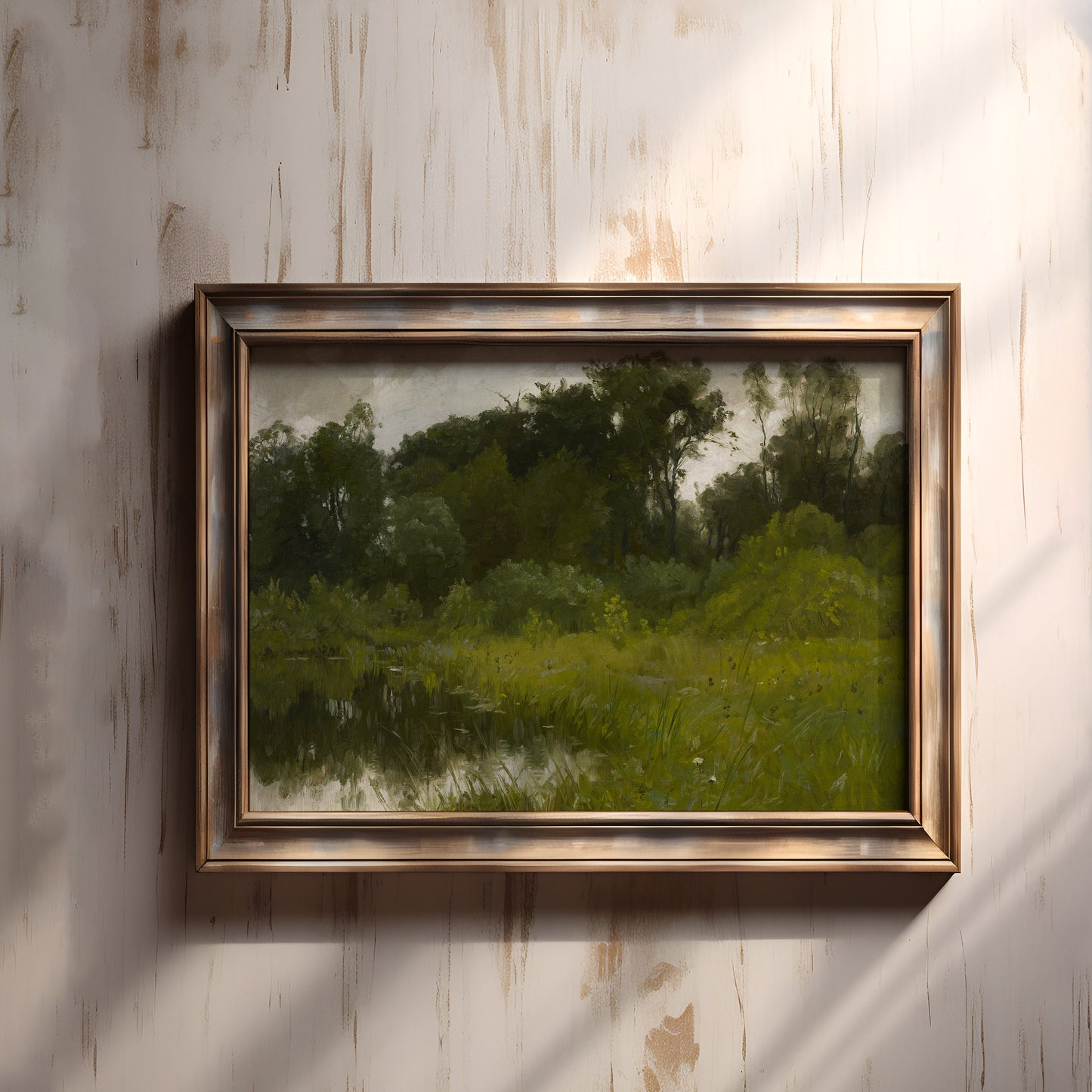Rustic Landscape - Alexis Jean Fournier , 19th century Original antique painting , vintage Printable fine art instant download , SKU 312AJF