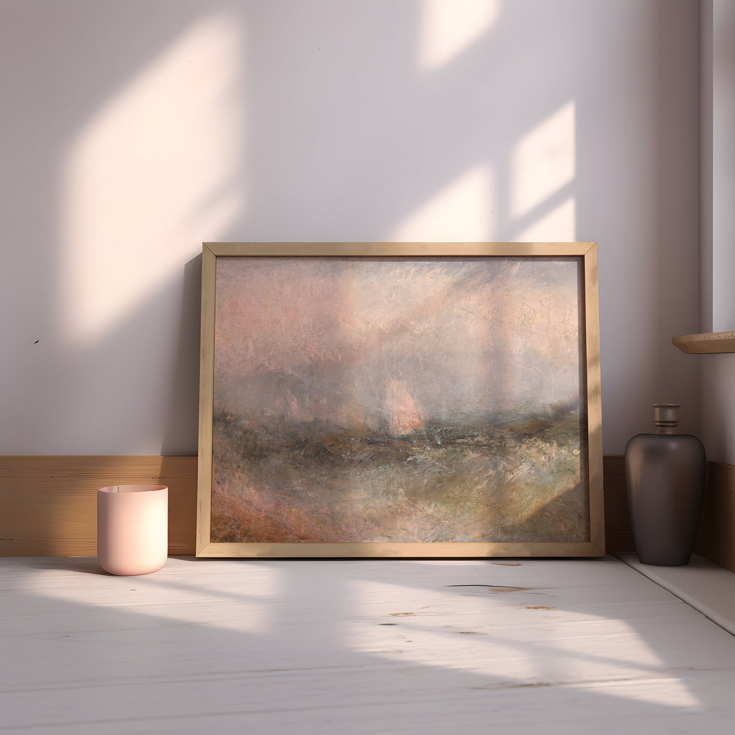 William Turner - Seascape original antique oil painting vintage, Printable art instant download, SKU 317JW