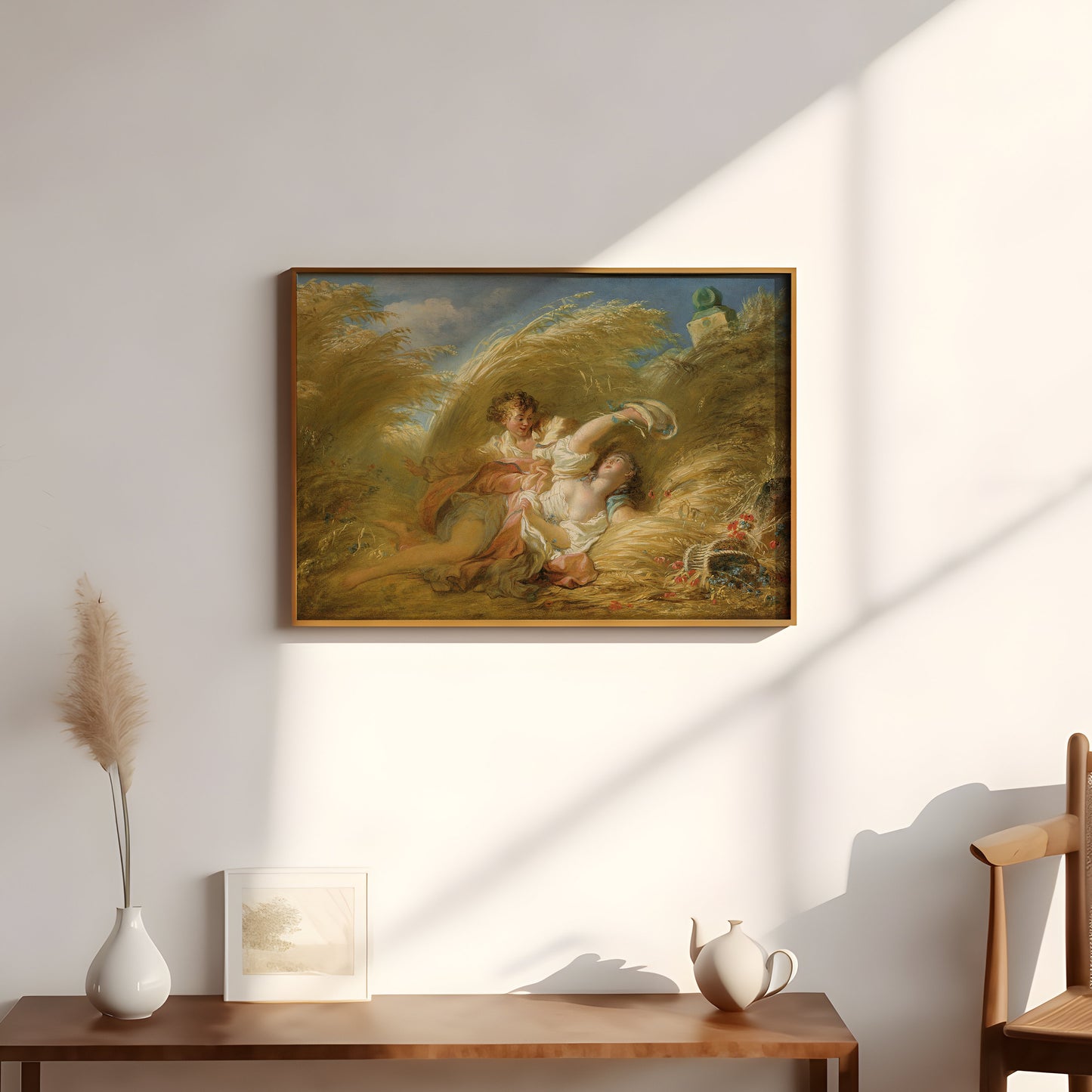 In Wheat - Fragonard , original antique oil figure painting vintage , Printable art instant download , SKU 331JHF