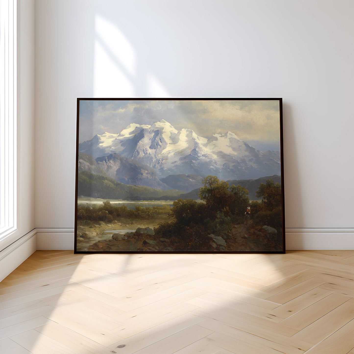 Austrian painting, Josef Thoma -Blue Mountains, Original antique fine art, vintage Printable art instant download, SKU 347JT