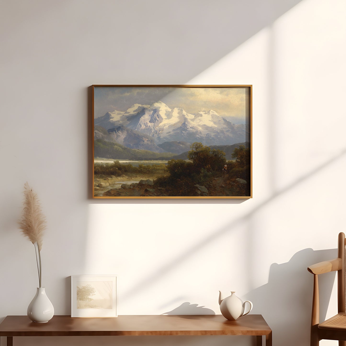 Austrian painting, Josef Thoma -Blue Mountains, Original antique fine art, vintage Printable art instant download, SKU 347JT