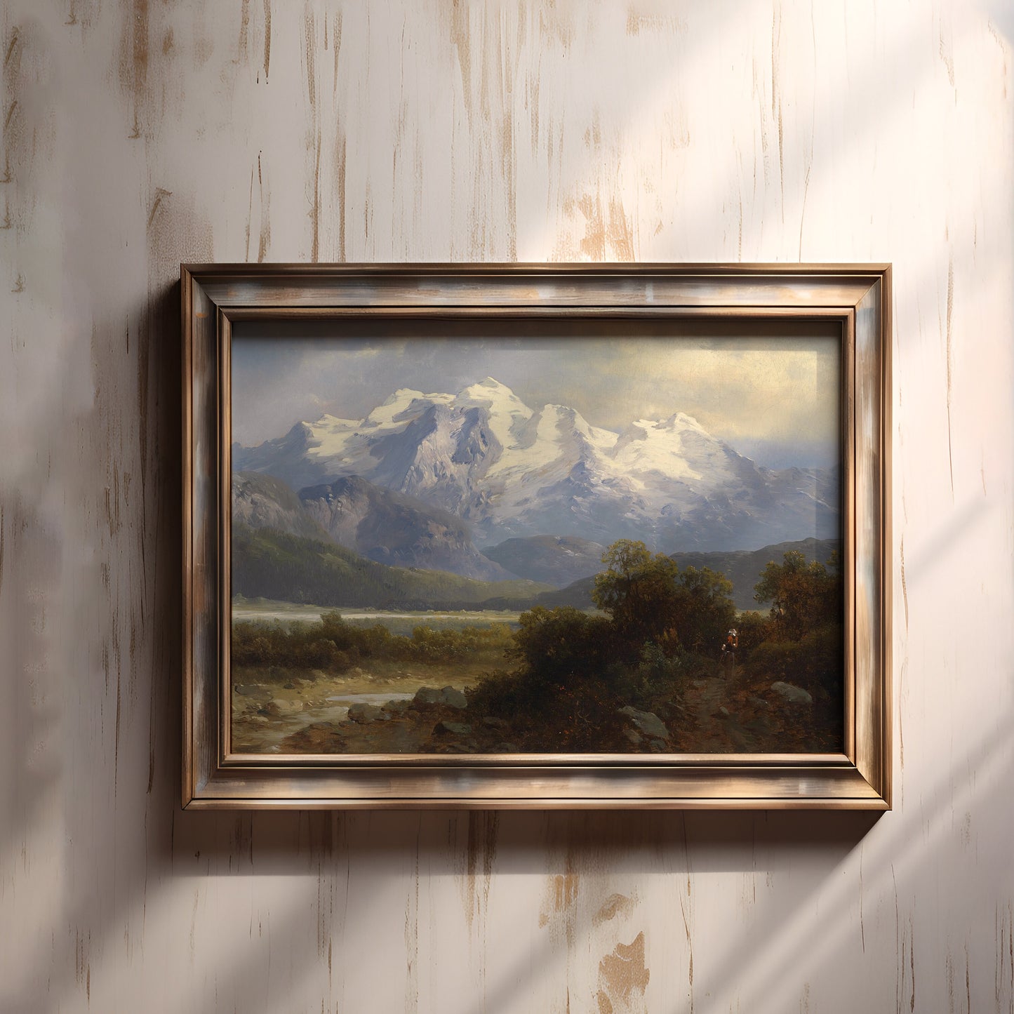 Austrian painting, Josef Thoma -Blue Mountains, Original antique fine art, vintage Printable art instant download, SKU 347JT