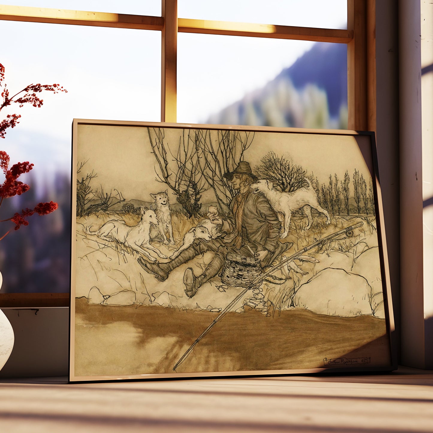 Arthur Rackham - Rip Van Winkle, 19th century, original antique painting vintage, Printable art instant download, SKU 348AR