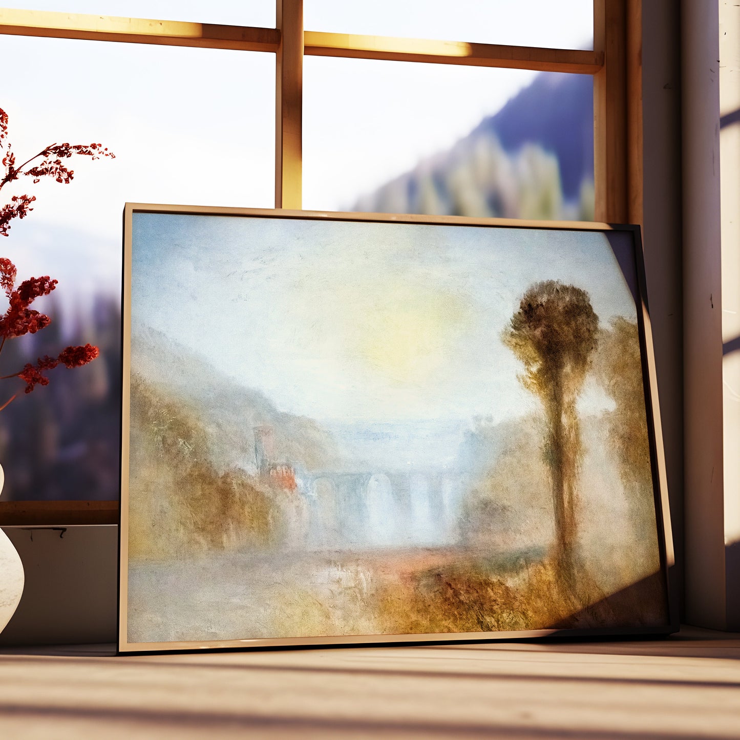 William Turner - Bridge of Towers, original antique oil painting vintage, Printable art instant download, SKU 349WT