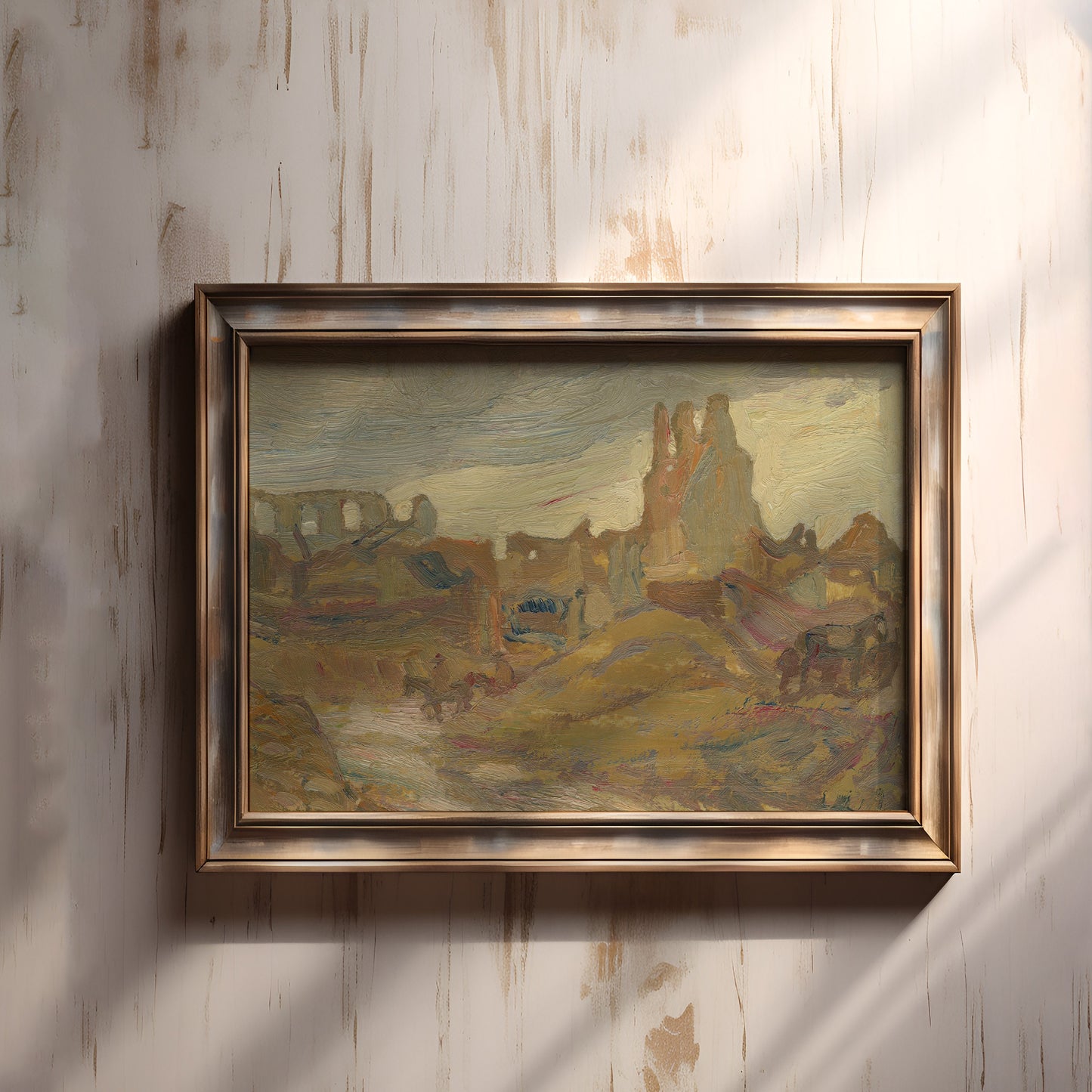 Landscape, Jackson - Ypres, Original vintage painting, Printable fine art instant download, SKU 355AYJ