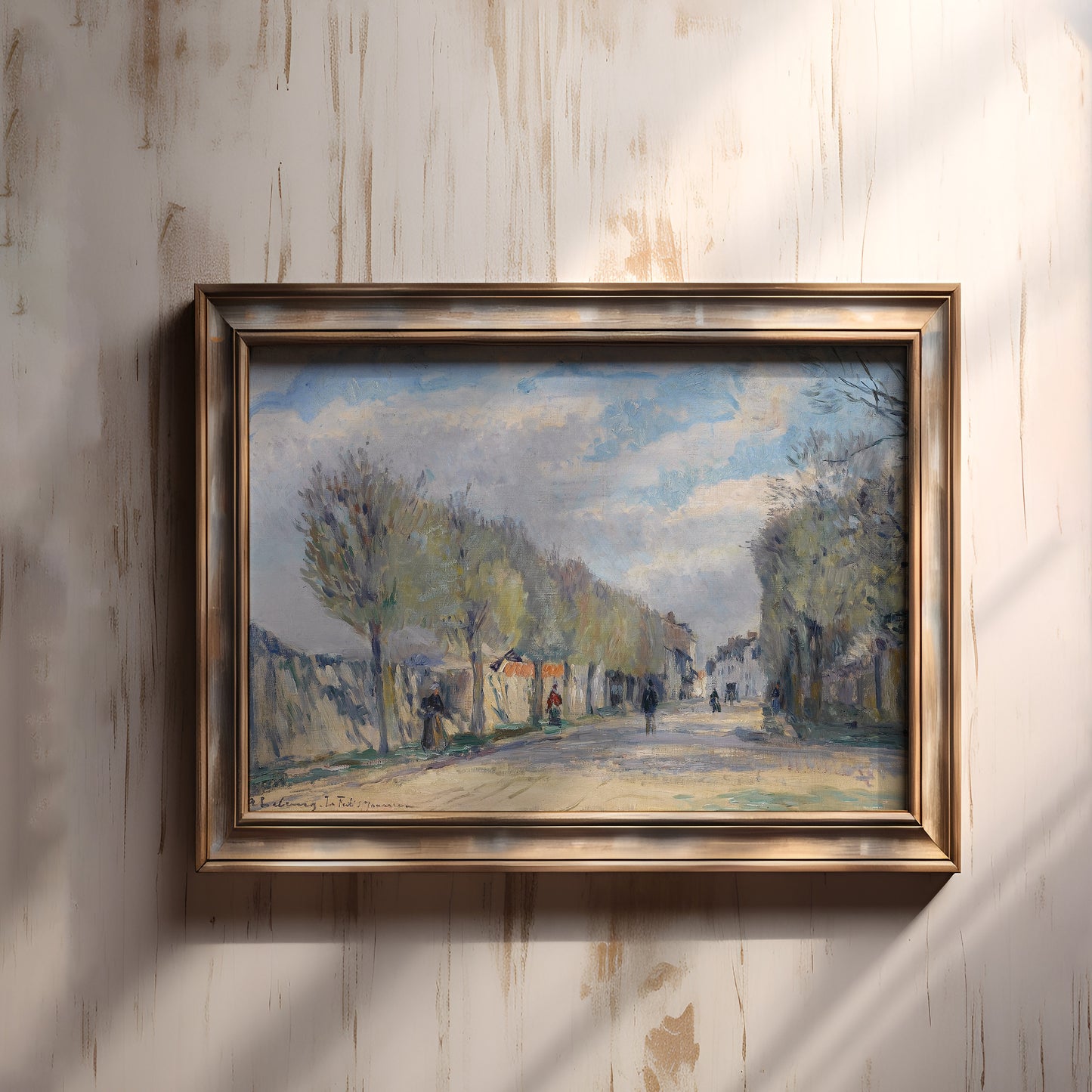 French Impressionist Albert Lebourg - Street in Juare, Original antique painting, vintage Printable art instant download, SKU 356AL