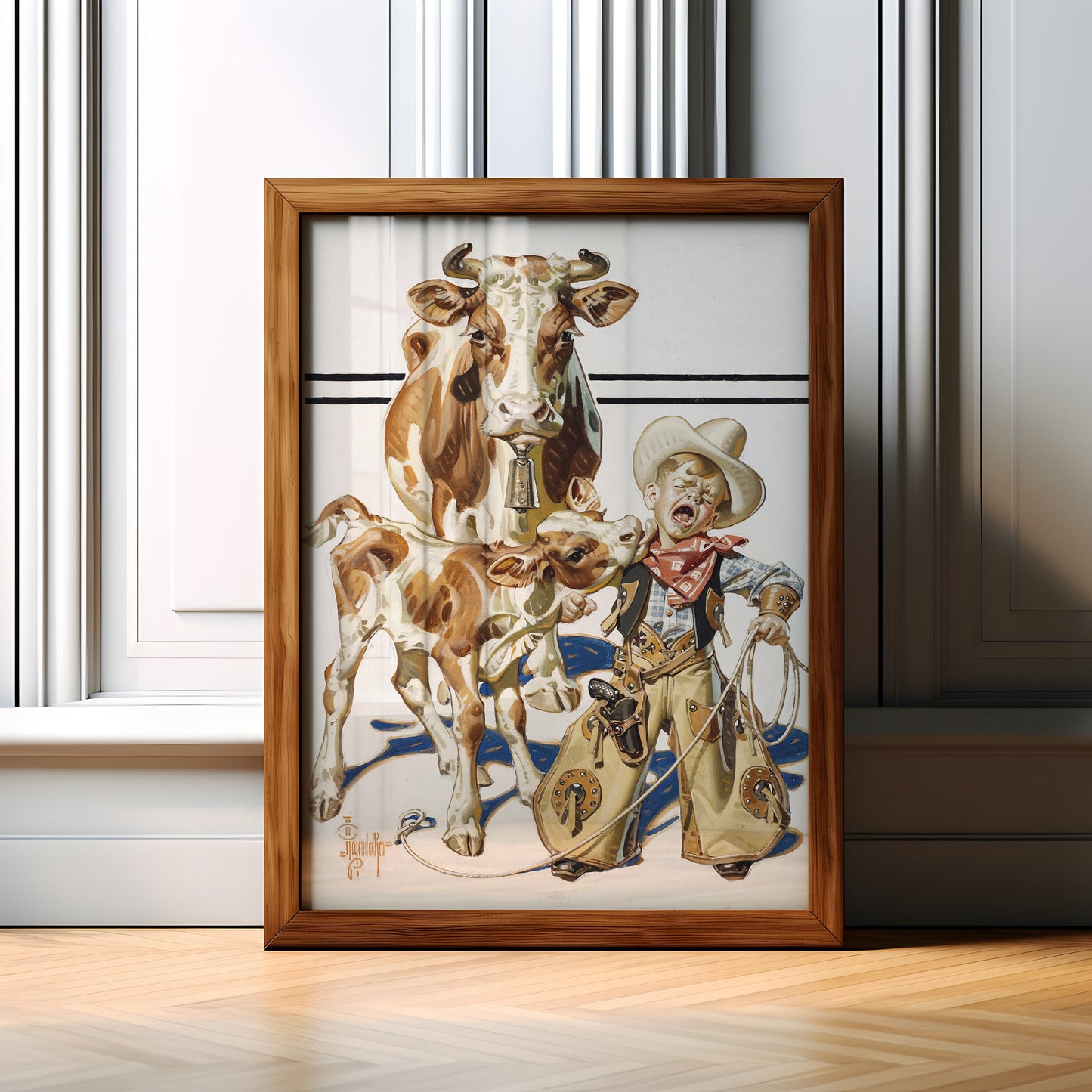 Joseph Christian Leyendecker - Little Cowboy , Original antique figure painting , vintage Printable art instant download , SKU 364JCL