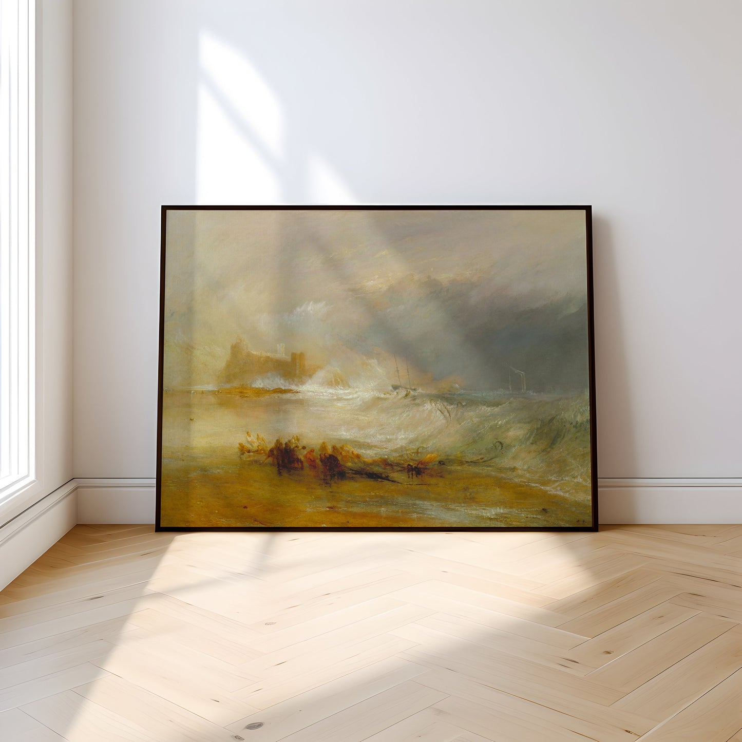 William Turner - Seascape original antique oil painting vintage, Printable art instant download, Wreckers, SKU 266JMW