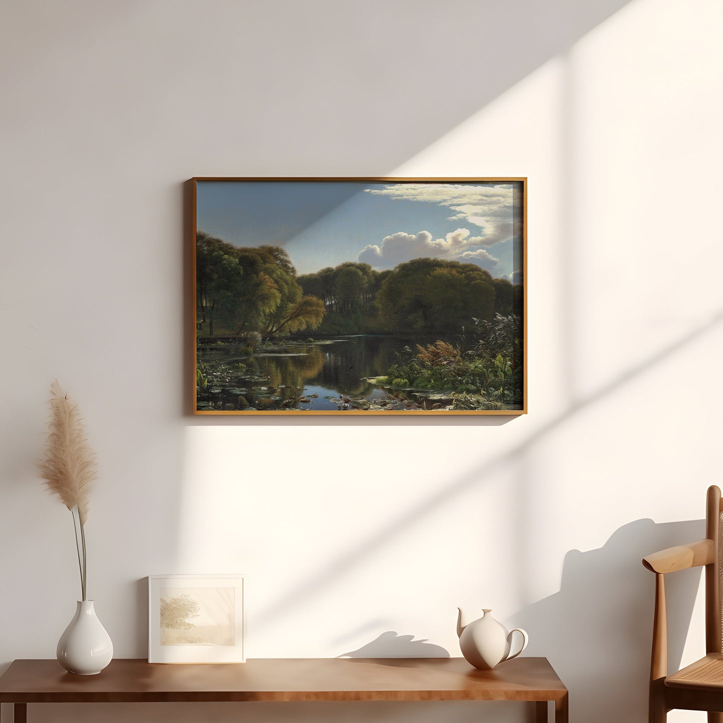 Skovgaard - Forest Lake, Original antique painting, vintage Printable art instant download, SKU 270PCS
