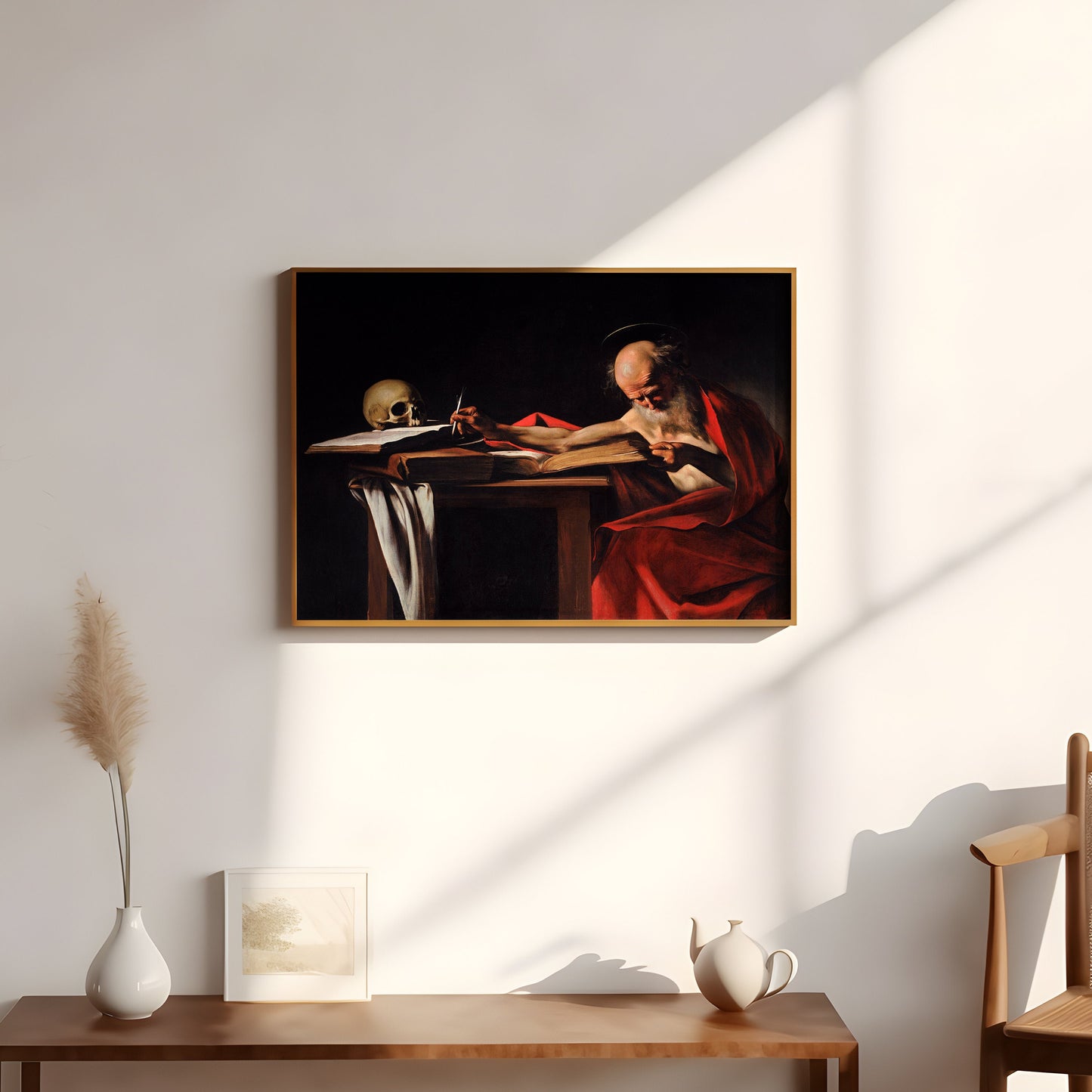 Saint Jerome - Caravaggio, original antique oil painting vintage, Printable art instant download, SKU 272C