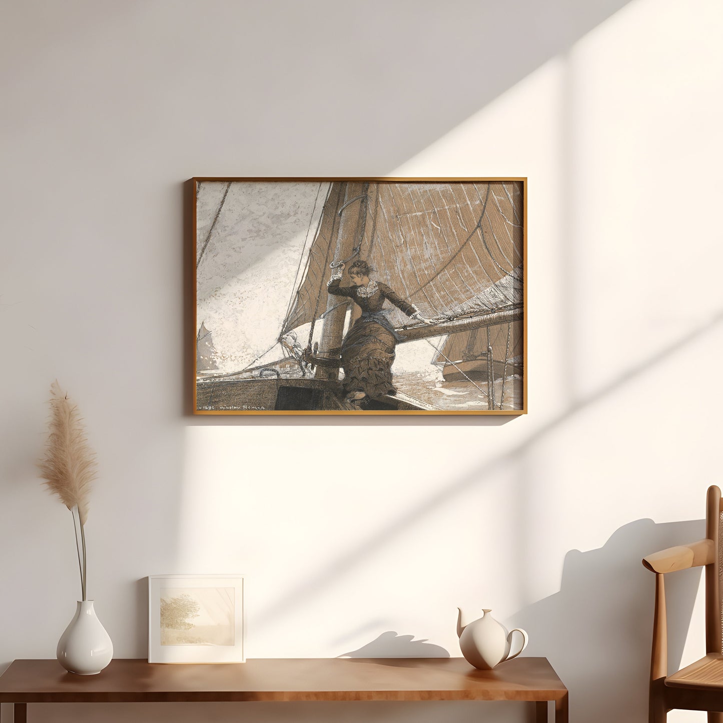 Winslow Homer - Yachting Girl, 19th century, original antique painting, vintage Printable art instant download, SKU 286WH