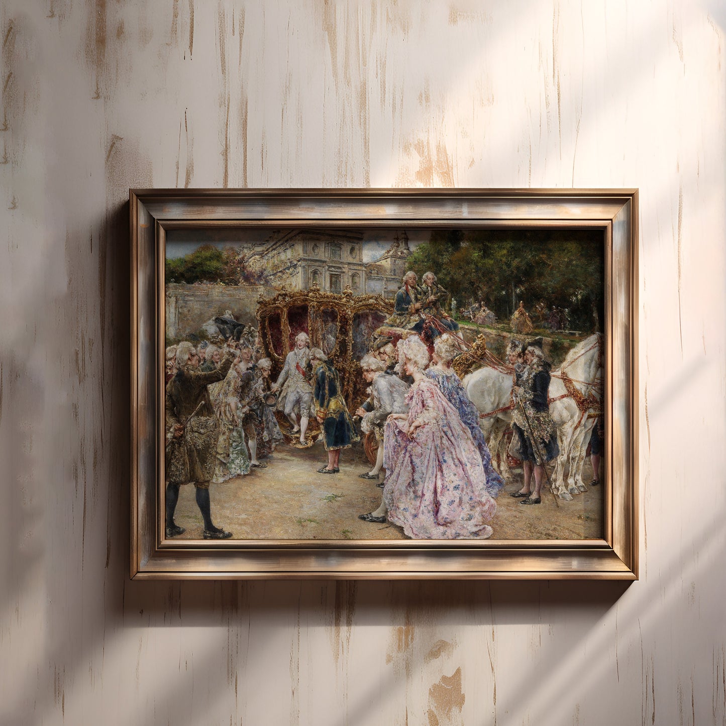 Juan Pablo Salinas - arrival of Prince , original antique oil figure painting , vintage Printable art instant download , SKU 290JPS