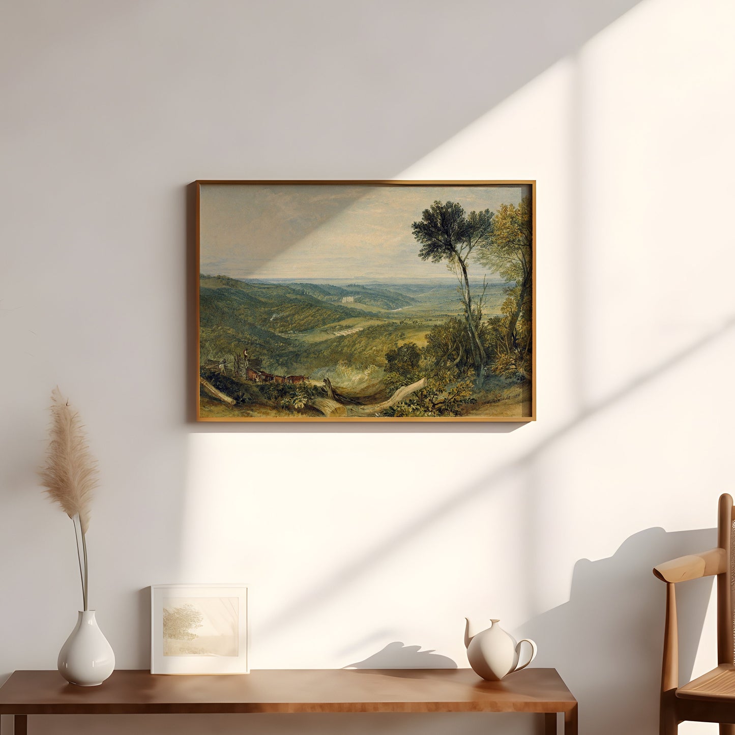 William Turner - Vale, 19th century, watercolour Landscape, original vintage painting, antique Printable art instant download, SKU 375MWT