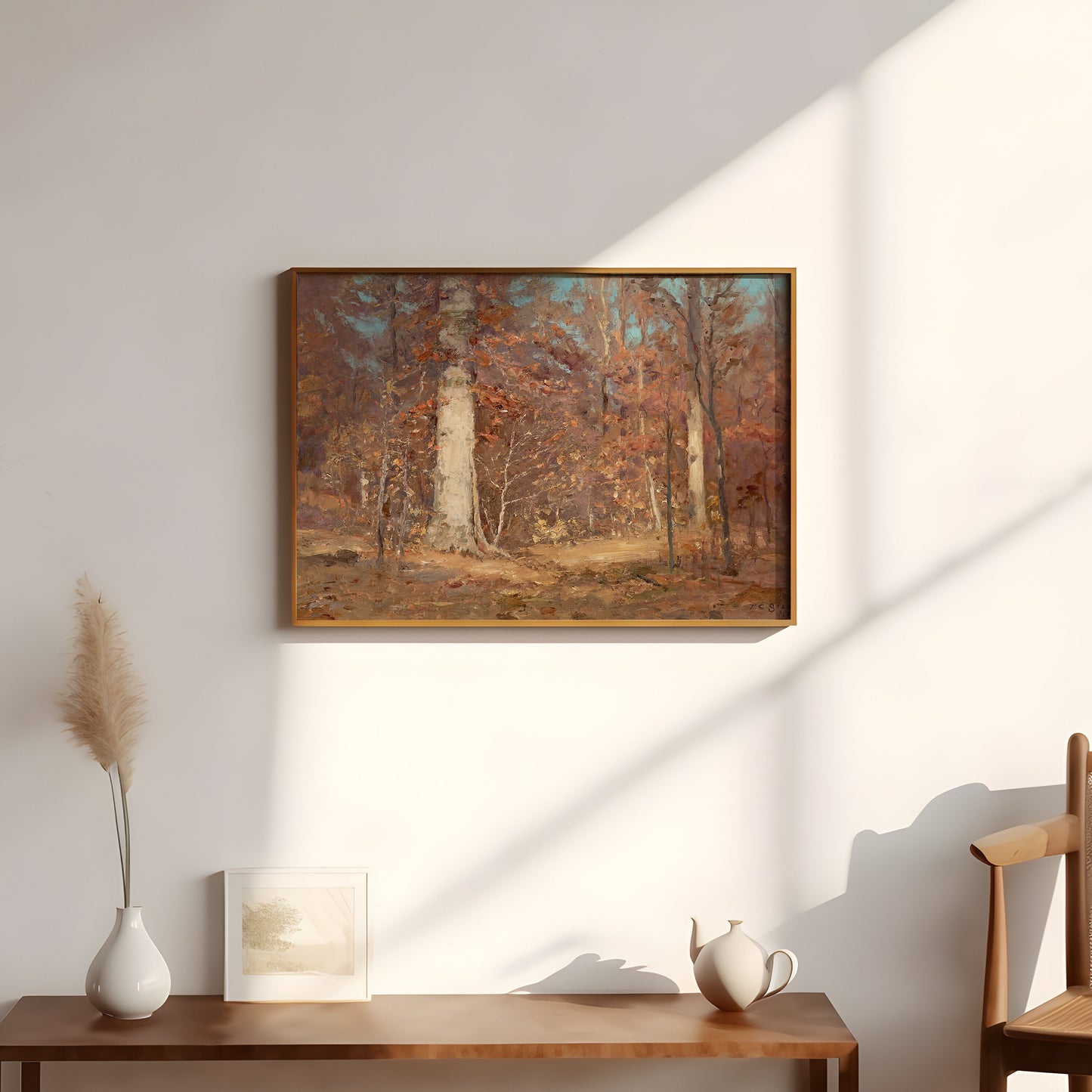 Rustic Landscape - Theodore Clement Steele, 19th century, Original vintage painting, antique Printable art instant download, SKU 379TCS