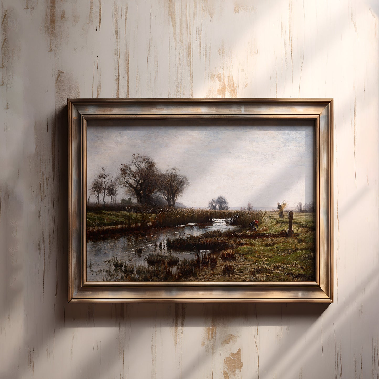 Theodore Clement Steele, Original vintage painting, Rustic Landscape, 19th century, antique Printable art instant download, SKU 381TCS
